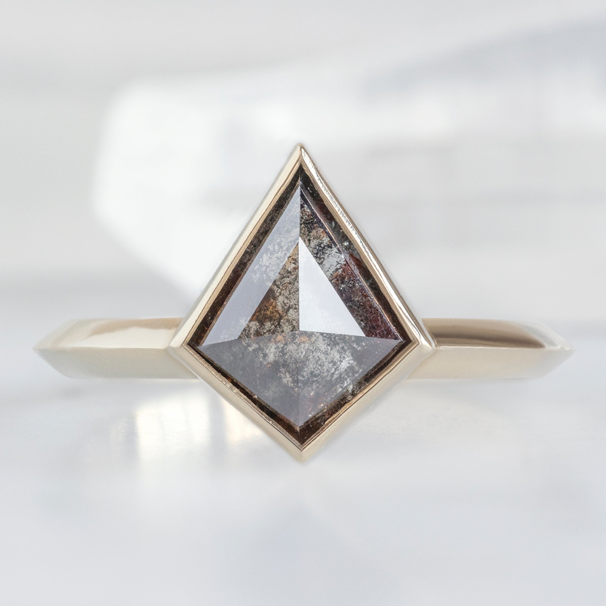 Alexis Russell Engagement Rings The Hazel Ring | 1.31ct Kite Salt and Pepper Diamond in 14K Yellow Gold