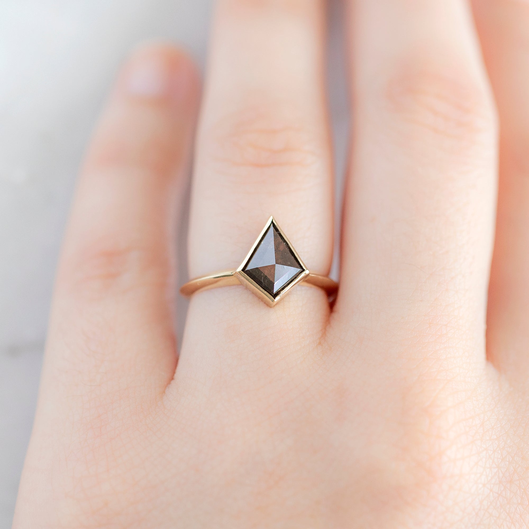 Alexis Russell Engagement Rings The Hazel Ring | 1.31ct Kite Salt and Pepper Diamond in 14K Yellow Gold
