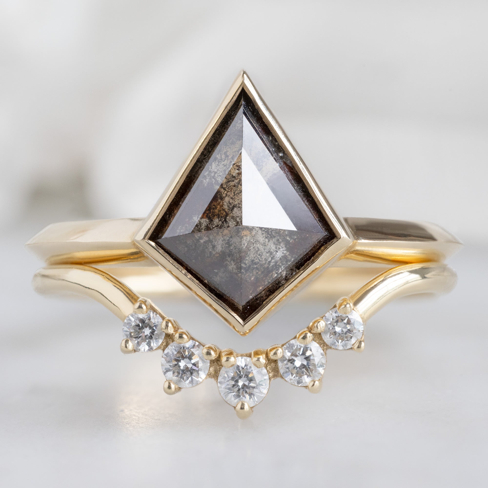 Alexis Russell Engagement Rings The Hazel Ring | 1.31ct Kite Salt and Pepper Diamond in 14K Yellow Gold
