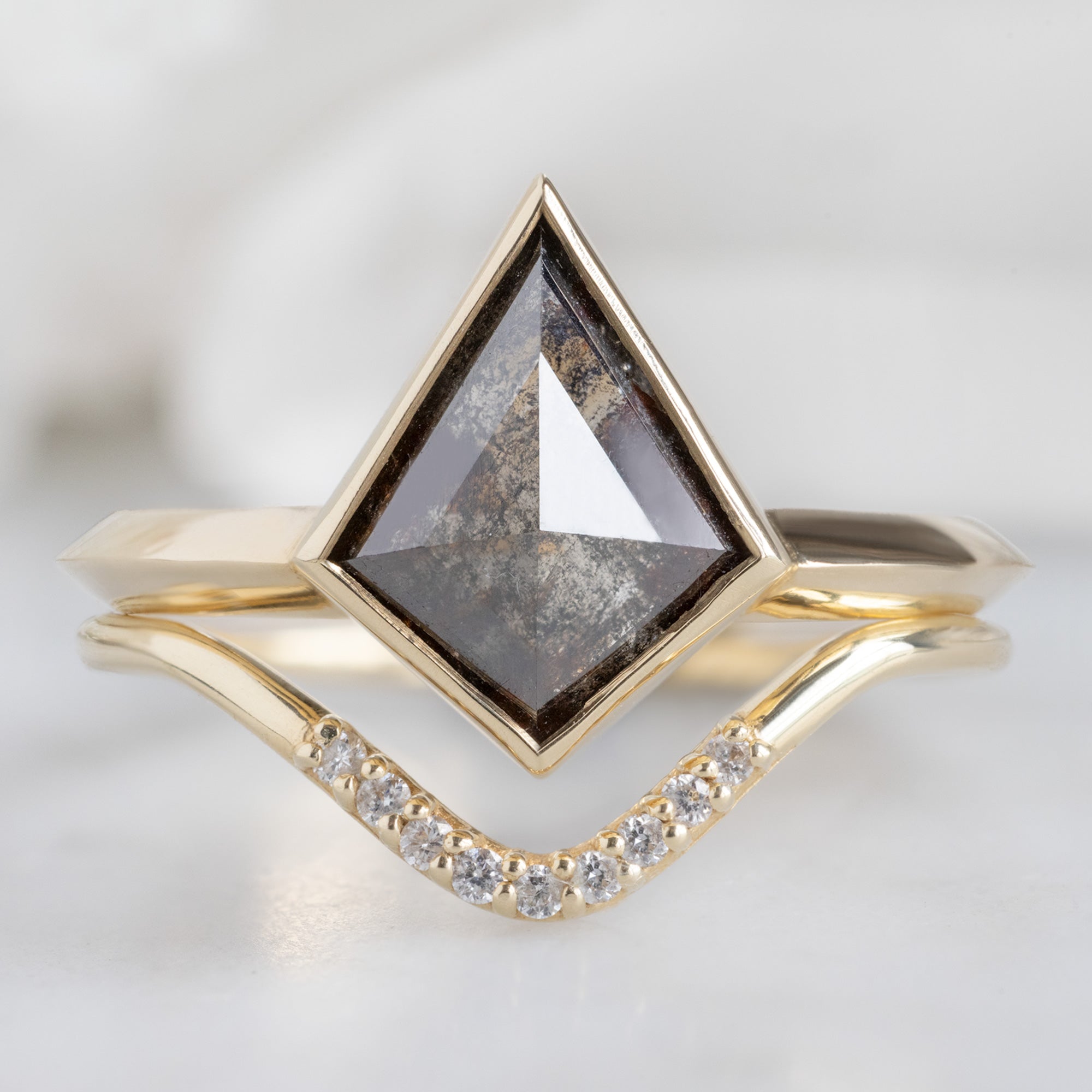 Alexis Russell Engagement Rings The Hazel Ring | 1.31ct Kite Salt and Pepper Diamond in 14K Yellow Gold