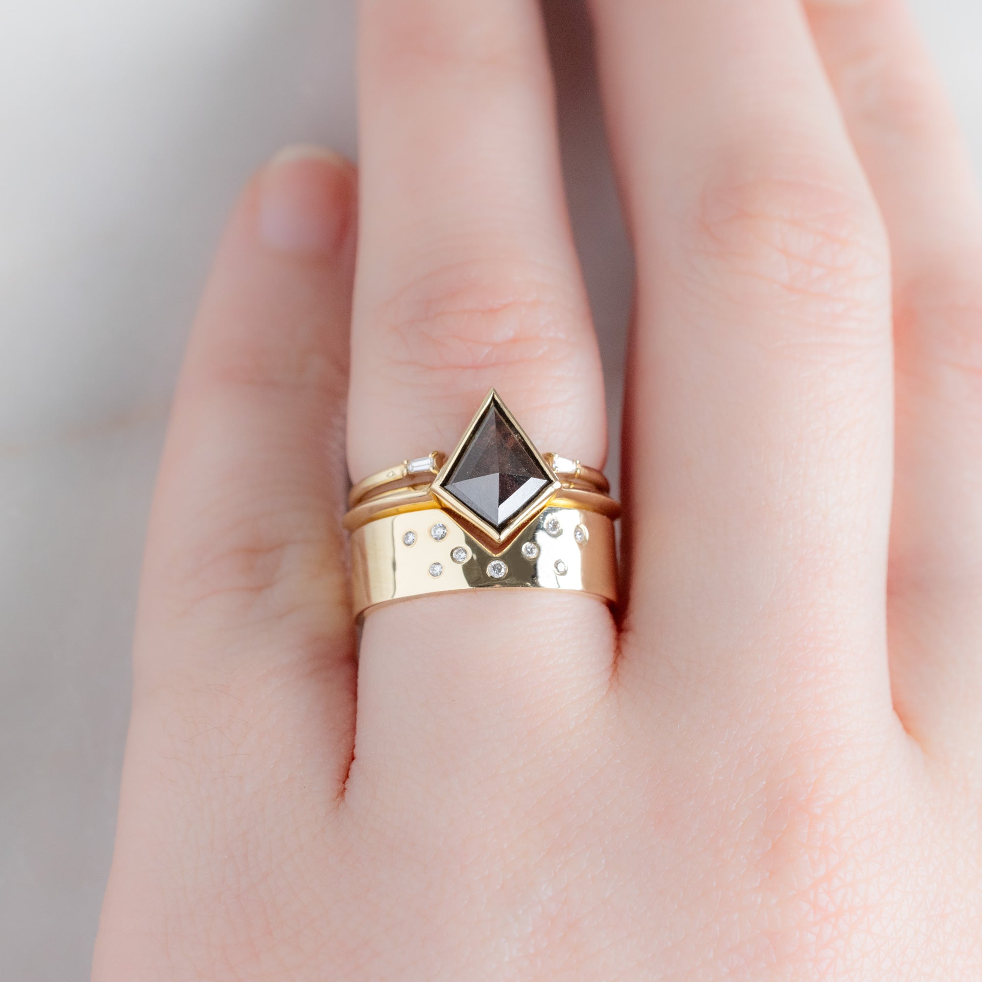 Alexis Russell Engagement Rings The Hazel Ring | 1.31ct Kite Salt and Pepper Diamond in 14K Yellow Gold