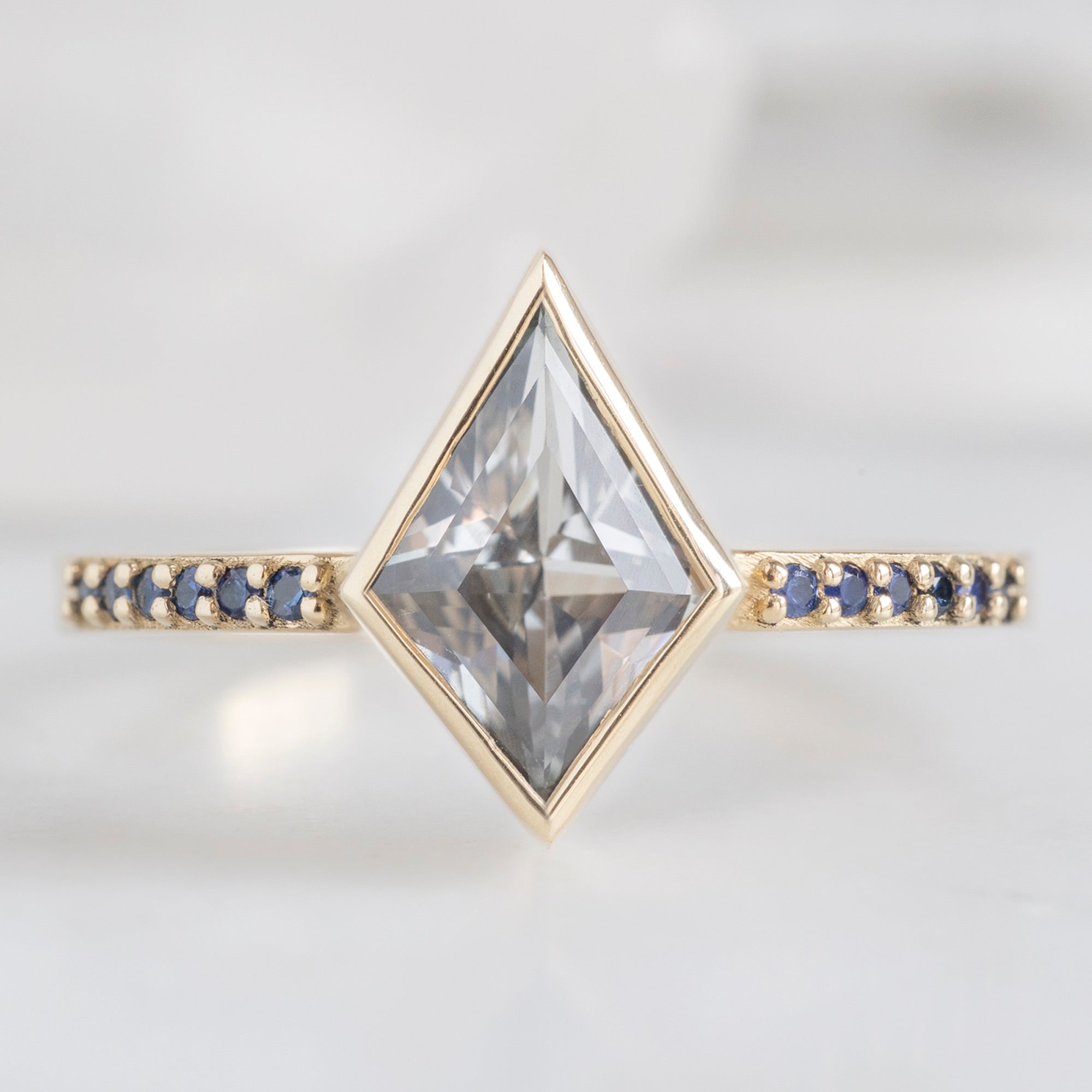 Alexis Russell Engagement Rings The Willow Ring | 1.50ct Kite White Sapphire in 14K Yellow Gold