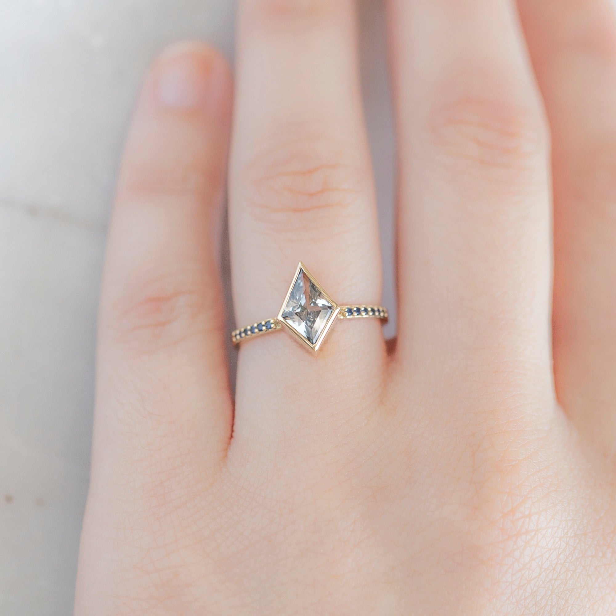 Alexis Russell Engagement Rings The Willow Ring | 1.50ct Kite White Sapphire in 14K Yellow Gold