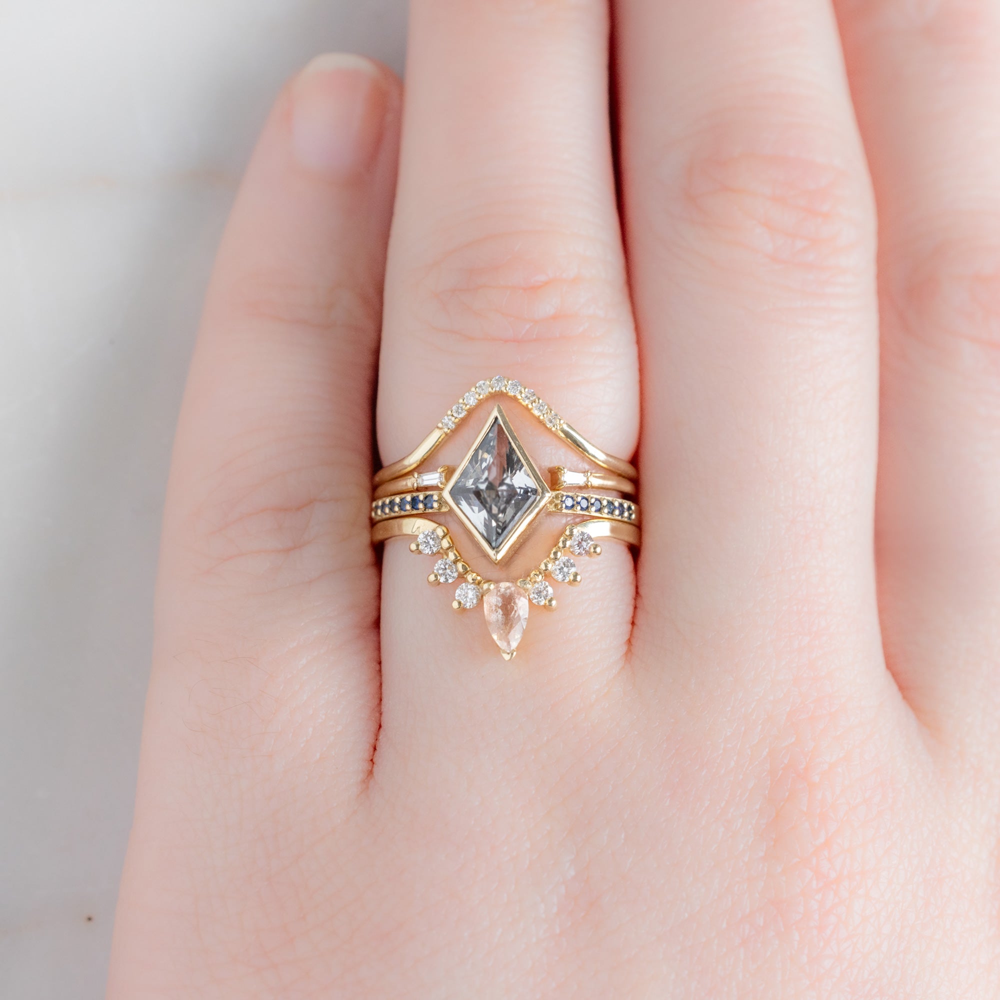 Alexis Russell Engagement Rings The Willow Ring | 1.50ct Kite White Sapphire in 14K Yellow Gold