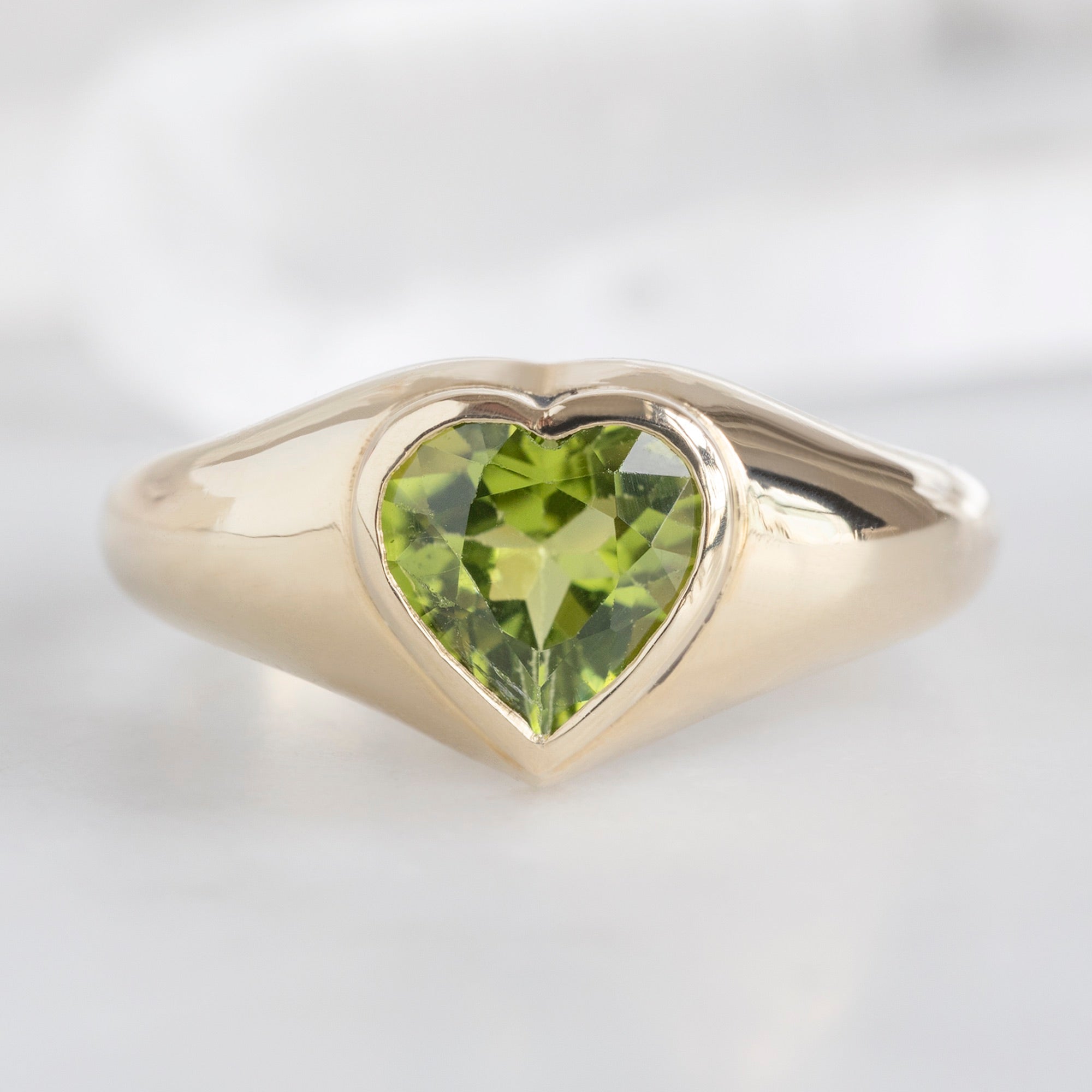 Alexis Russell Engagement Rings The Signet Ring | 1.39ct Heart Peridot in 14K Yellow Gold