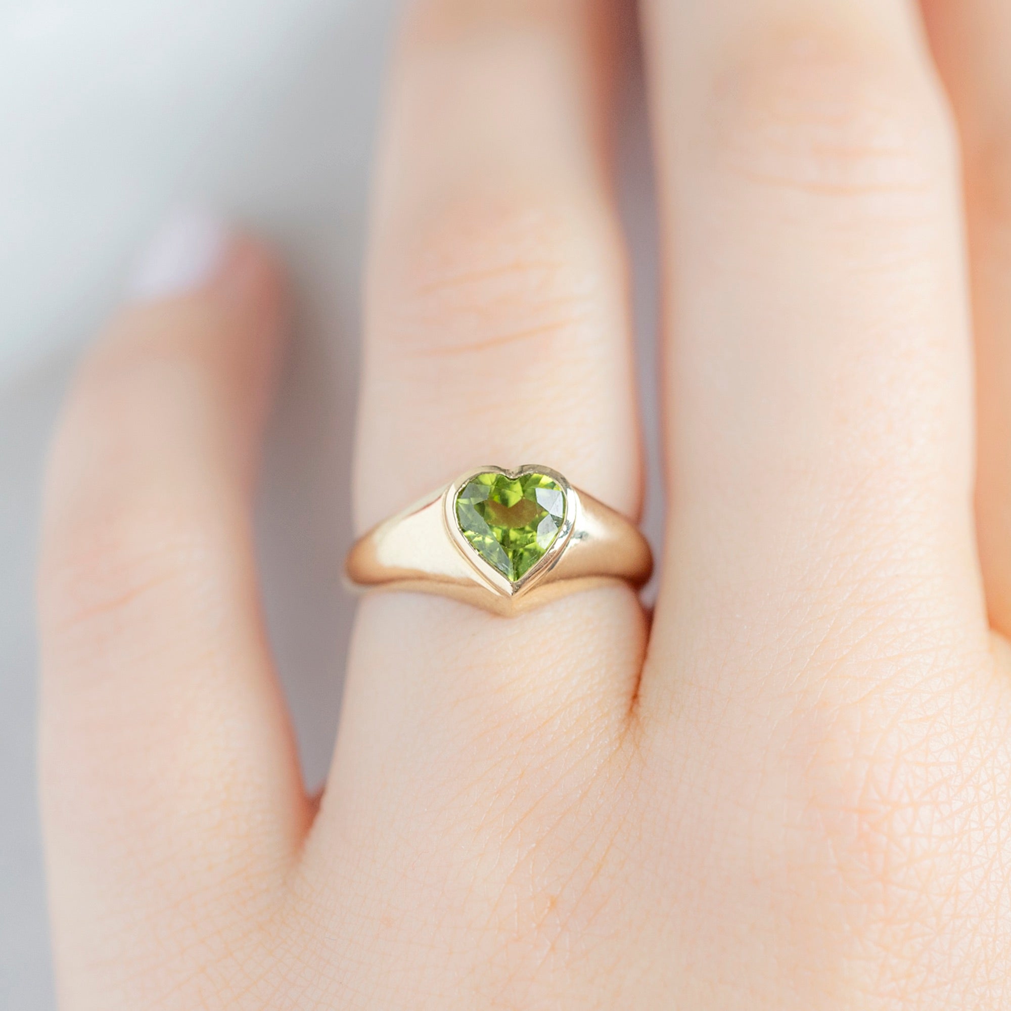 Alexis Russell Engagement Rings The Signet Ring | 1.39ct Heart Peridot in 14K Yellow Gold