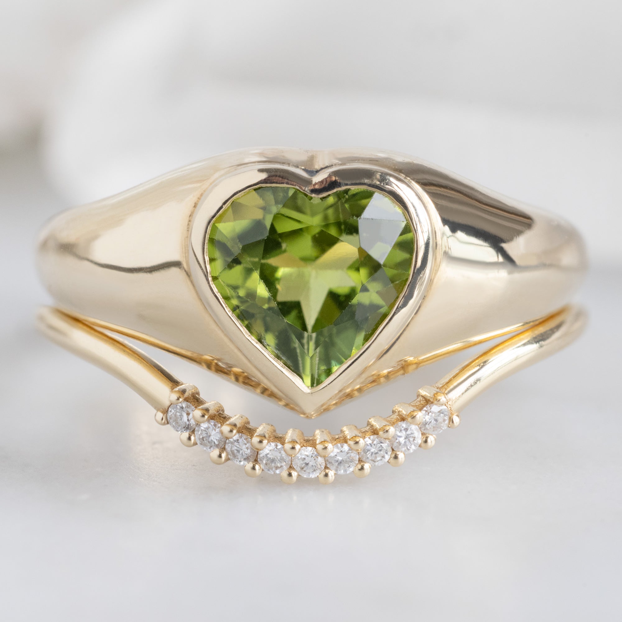 Alexis Russell Engagement Rings The Signet Ring | 1.39ct Heart Peridot in 14K Yellow Gold
