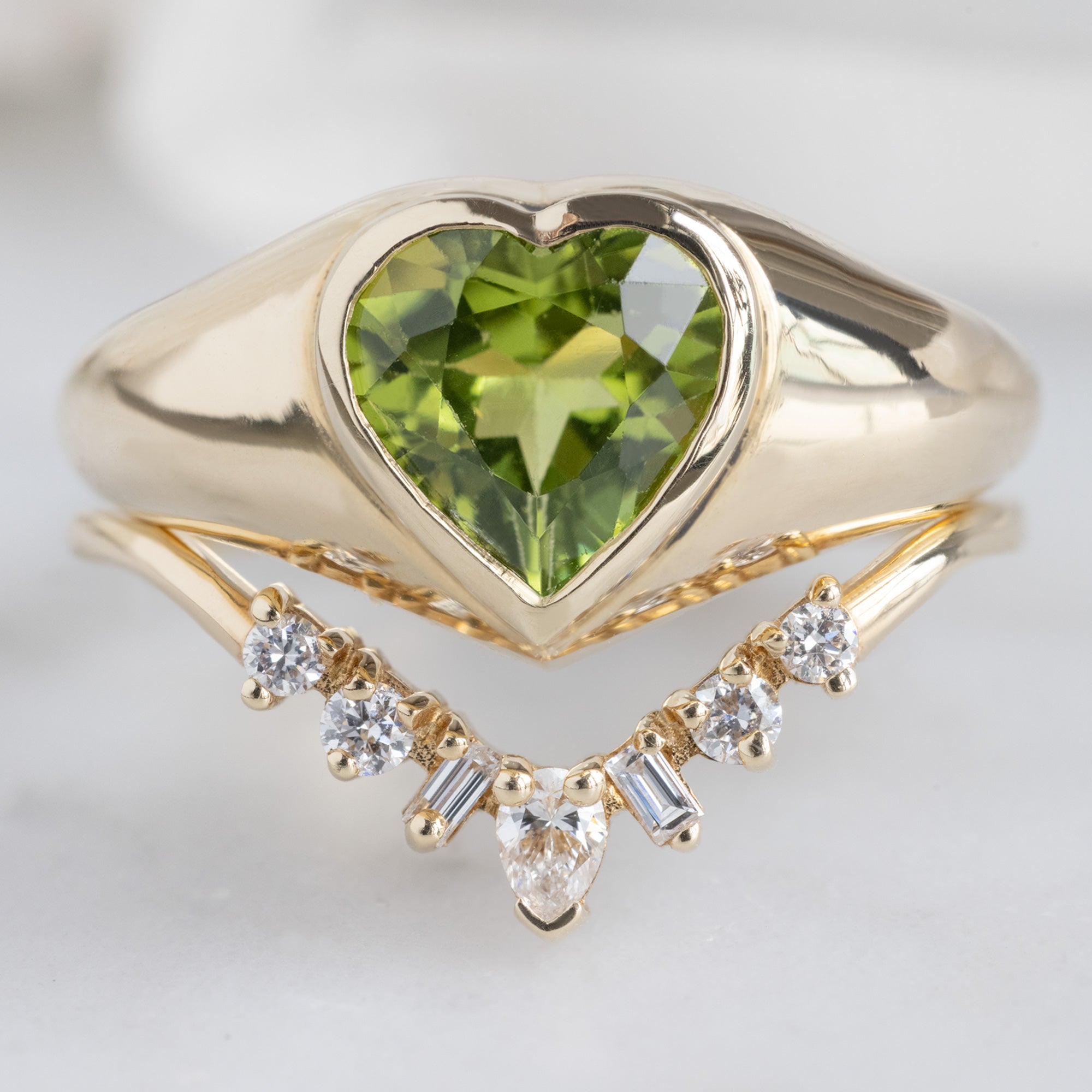 Alexis Russell Engagement Rings The Signet Ring | 1.39ct Heart Peridot in 14K Yellow Gold