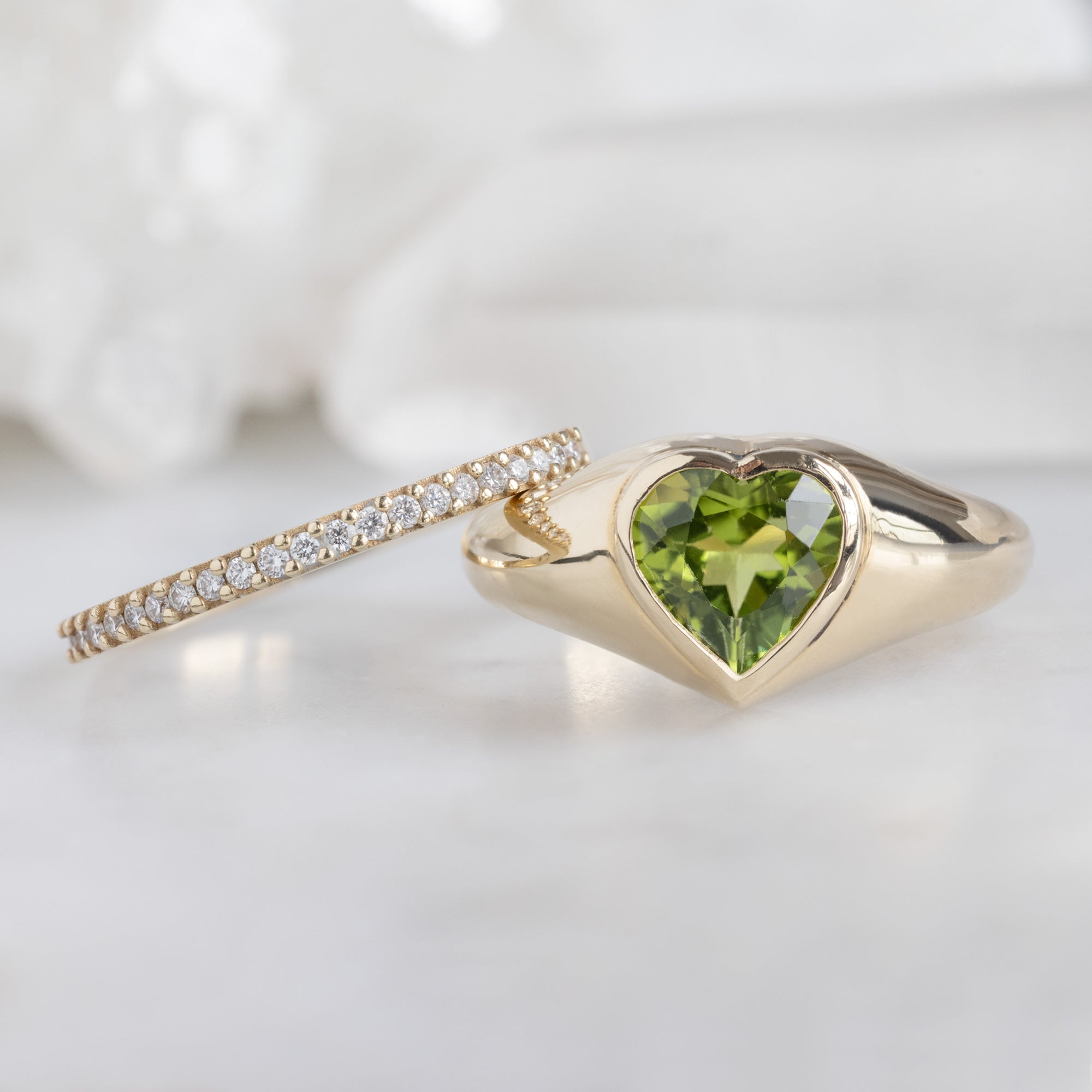 Alexis Russell Engagement Rings The Signet Ring | 1.39ct Heart Peridot in 14K Yellow Gold