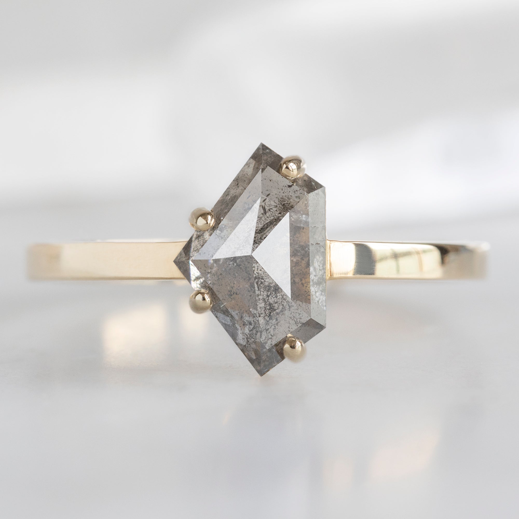 Alexis Russell Engagement Rings The Bryn Ring | 1.11ct Shield Salt and Pepper Diamond in 14K Yellow Gold