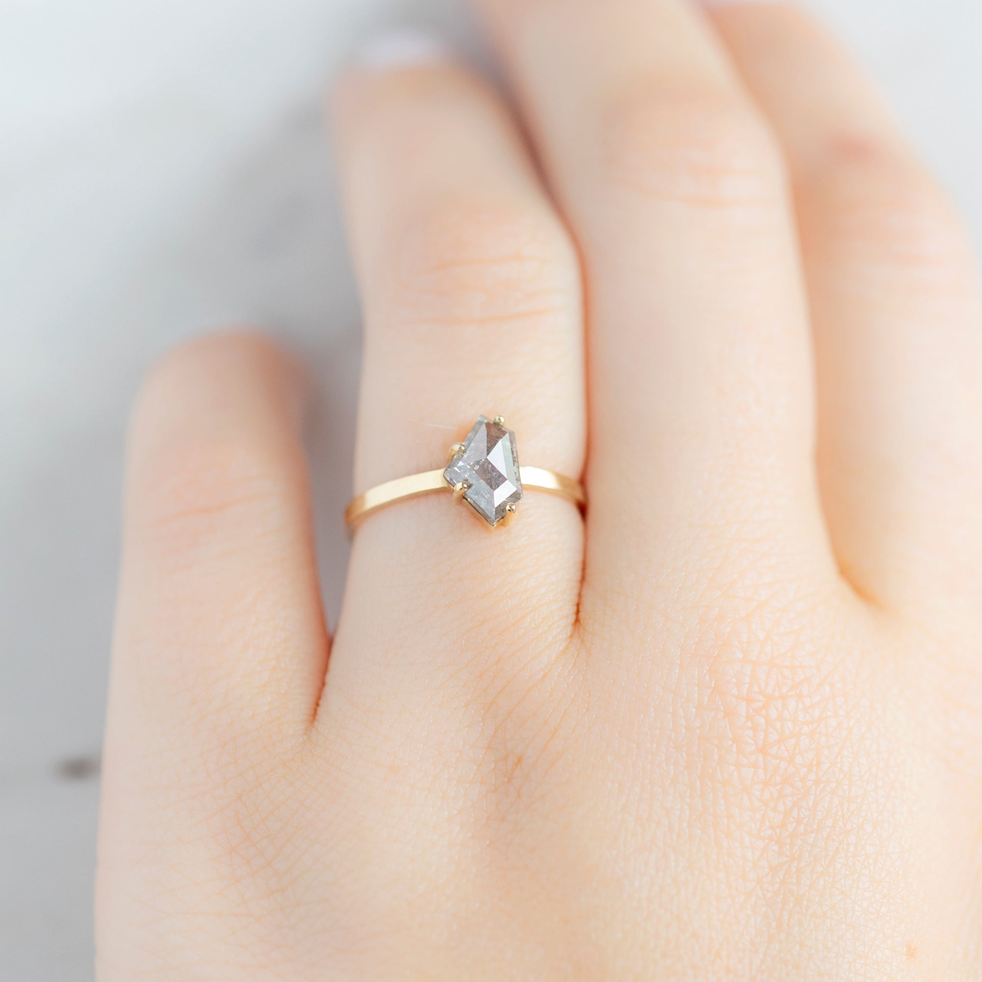 Alexis Russell Engagement Rings The Bryn Ring | 1.11ct Shield Salt and Pepper Diamond in 14K Yellow Gold
