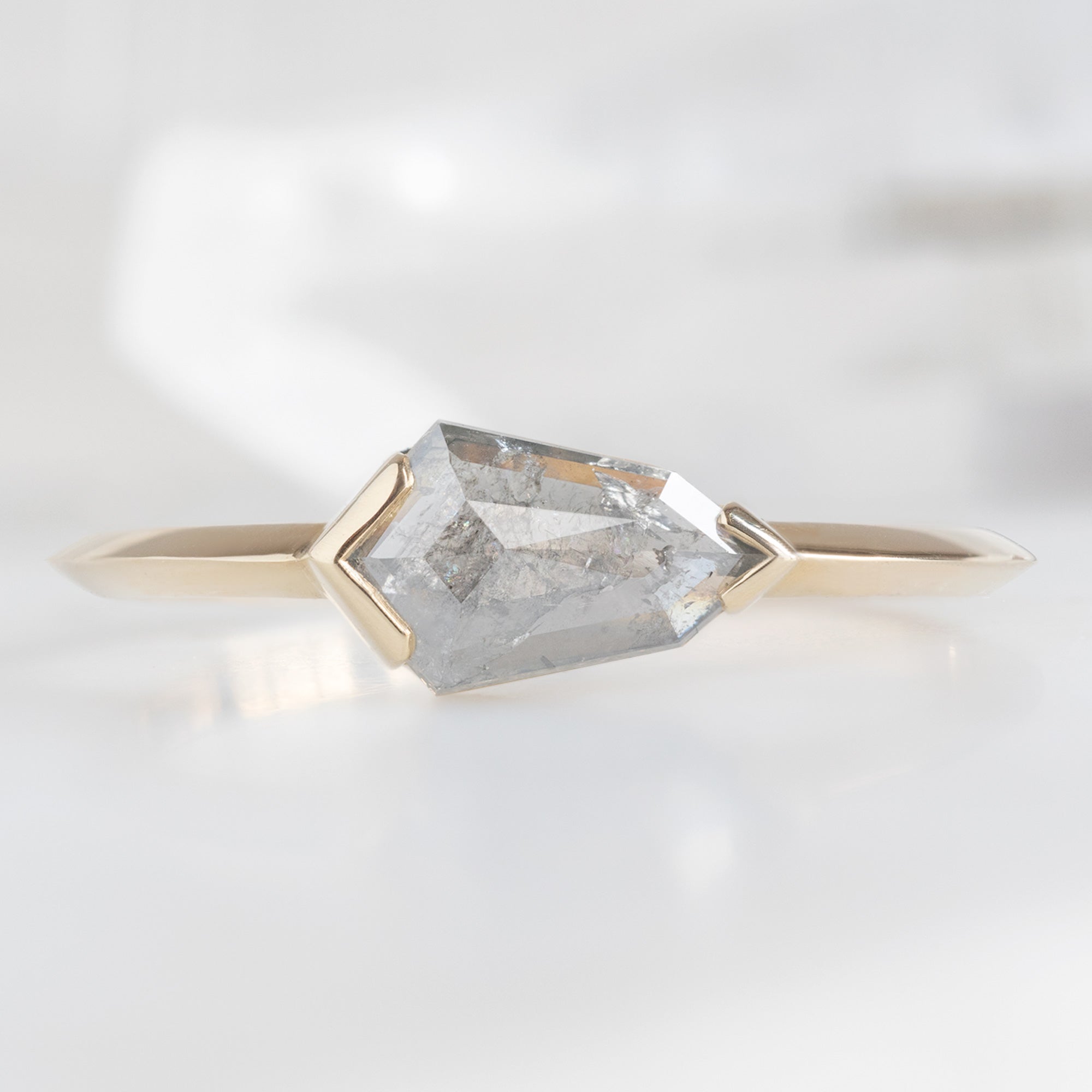 Alexis Russell Engagement Rings The Sage Ring | 0.62ct Geometric Salt and Pepper Diamond in 14K Yellow Gold