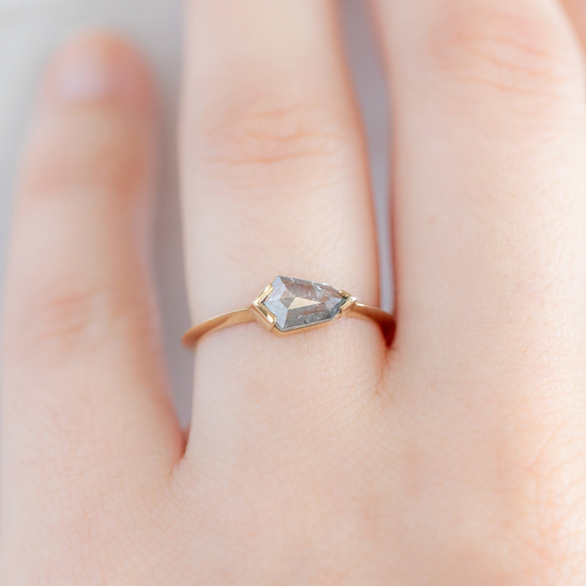 Alexis Russell Engagement Rings The Sage Ring | 0.62ct Geometric Salt and Pepper Diamond in 14K Yellow Gold