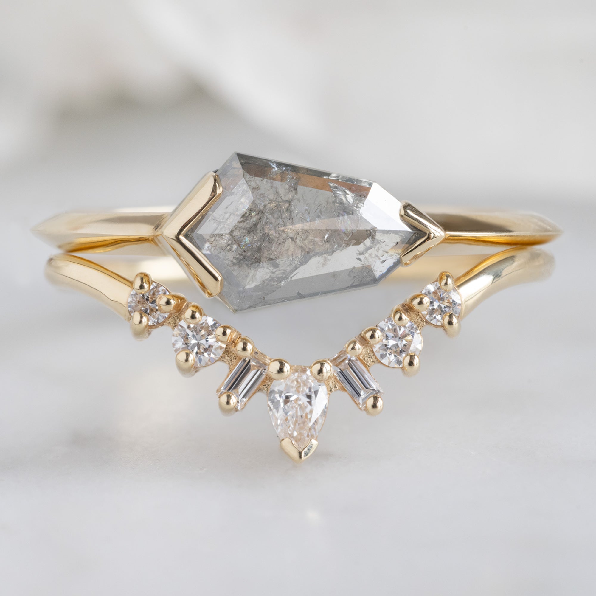 Alexis Russell Engagement Rings The Sage Ring | 0.62ct Geometric Salt and Pepper Diamond in 14K Yellow Gold