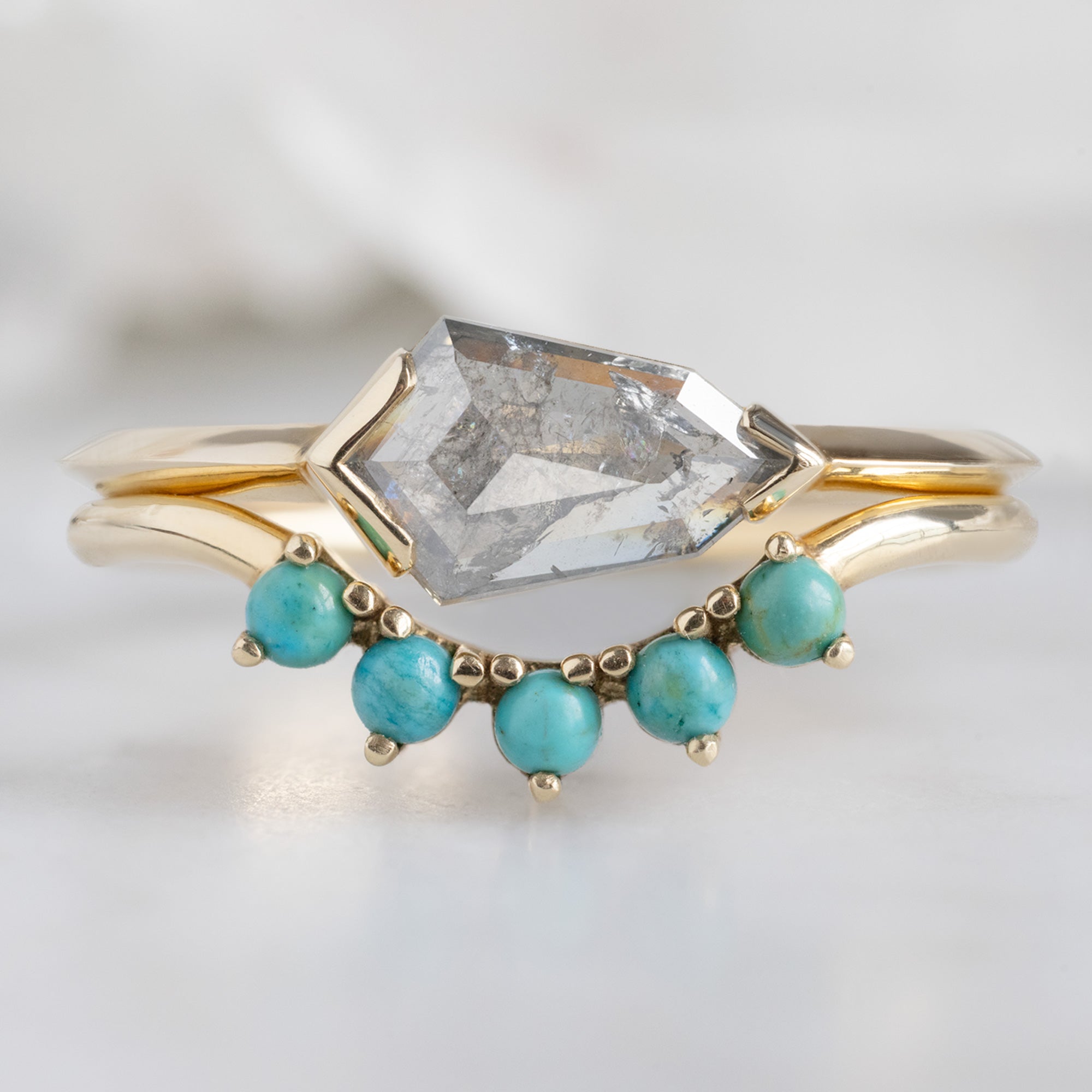Alexis Russell Engagement Rings The Sage Ring | 0.62ct Geometric Salt and Pepper Diamond in 14K Yellow Gold