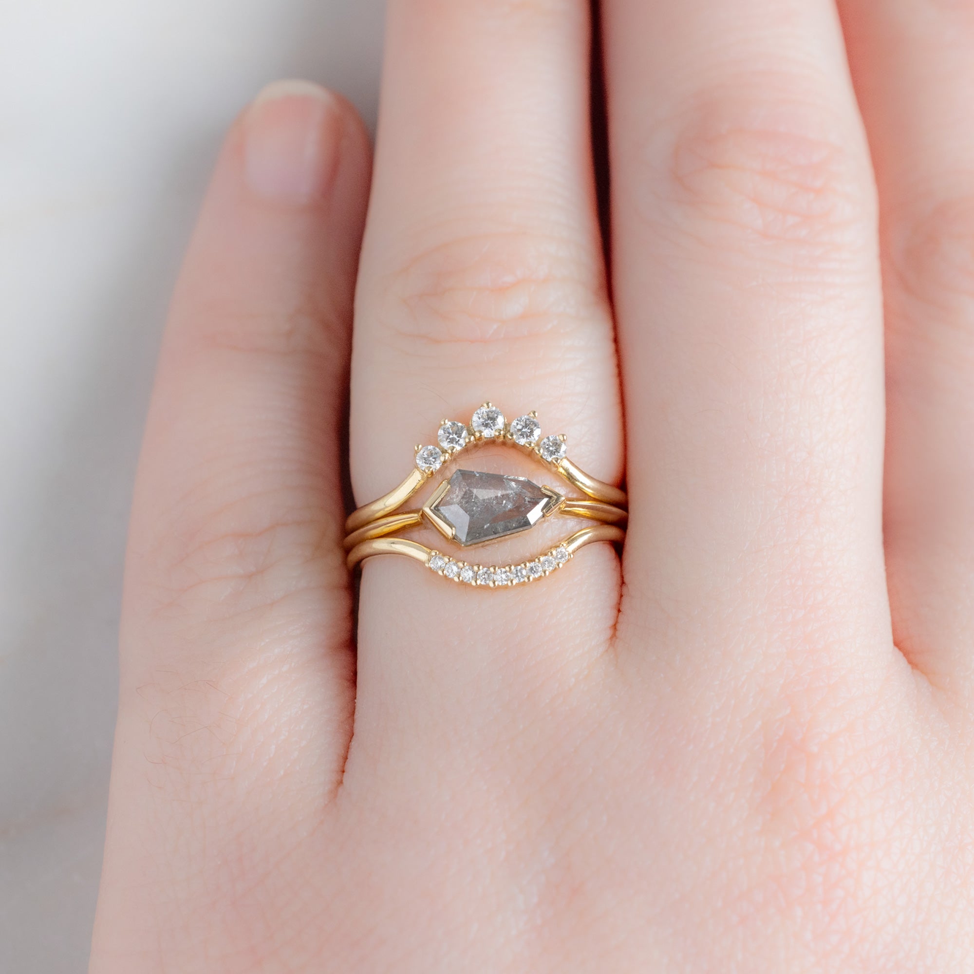 Alexis Russell Engagement Rings The Sage Ring | 0.62ct Geometric Salt and Pepper Diamond in 14K Yellow Gold