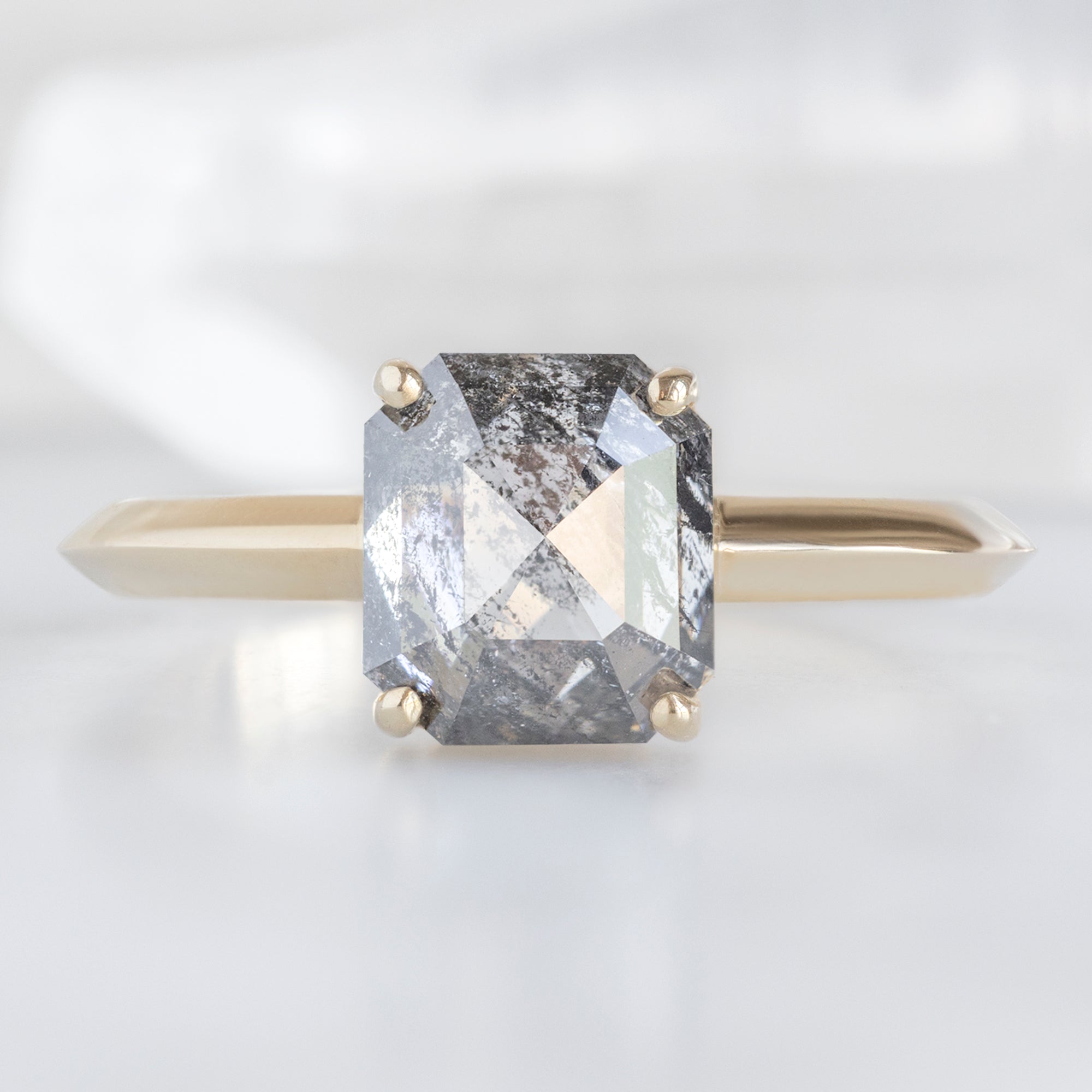 Alexis Russell Engagement Rings The Bryn Ring | 1.93ct Emerald Salt and Pepper Diamond in 14K Yellow Gold