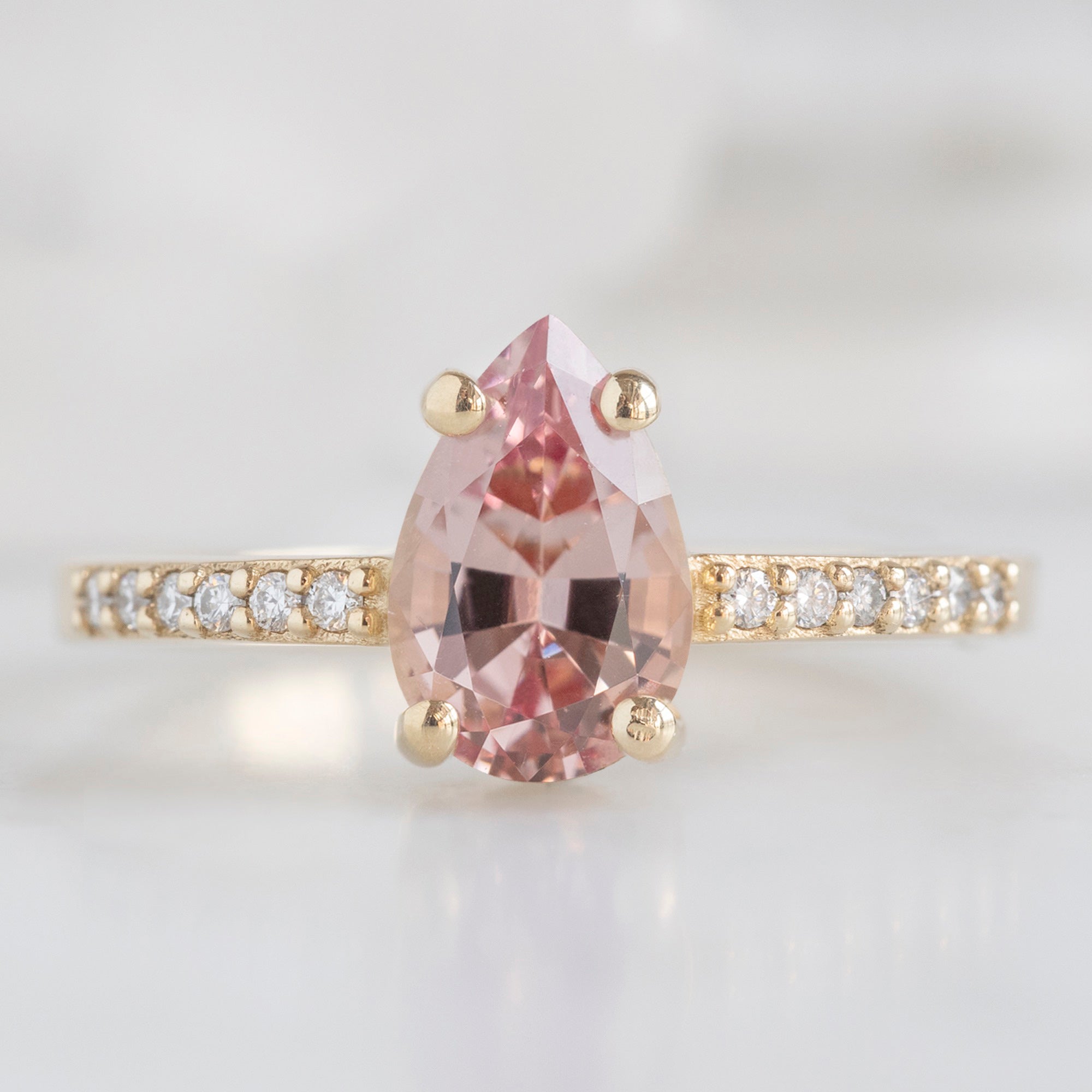 Alexis Russell Engagement Rings The Willow Ring | 1.00ct Pear Garnet in 14K Yellow Gold