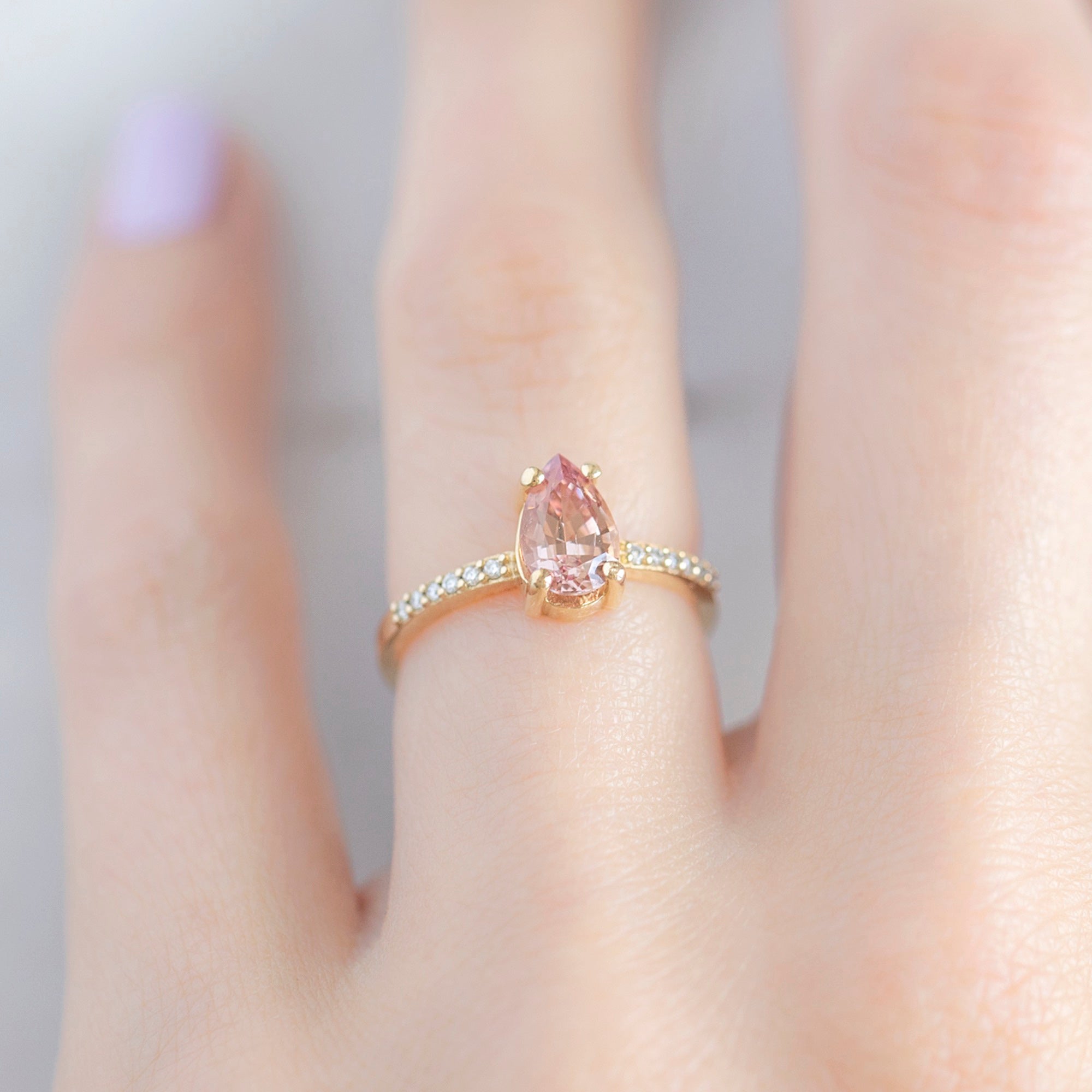 Alexis Russell Engagement Rings The Willow Ring | 1.00ct Pear Garnet in 14K Yellow Gold