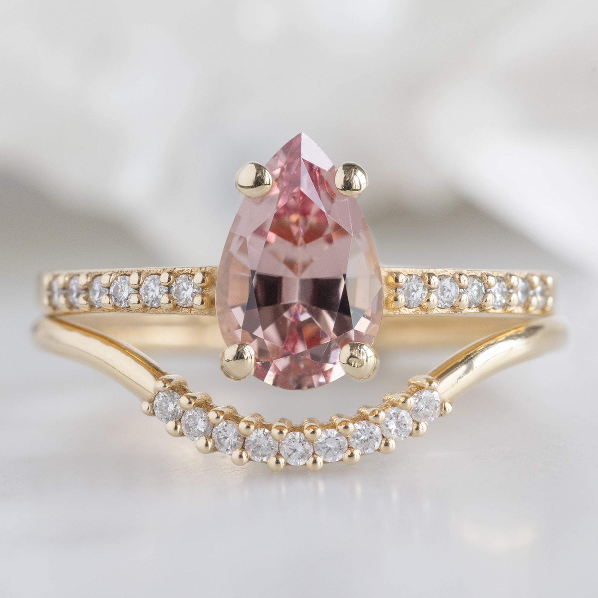 Alexis Russell Engagement Rings The Willow Ring | 1.00ct Pear Garnet in 14K Yellow Gold