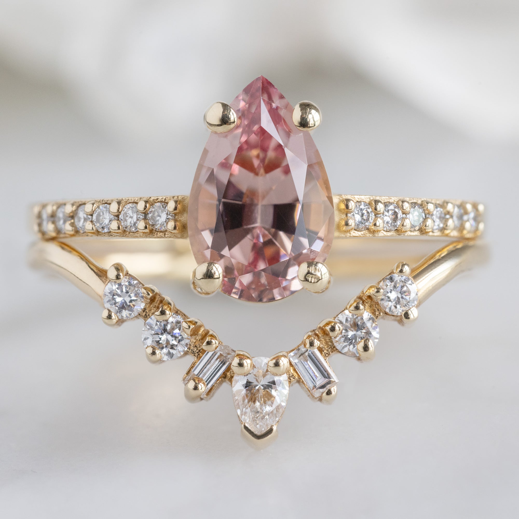 Alexis Russell Engagement Rings The Willow Ring | 1.00ct Pear Garnet in 14K Yellow Gold