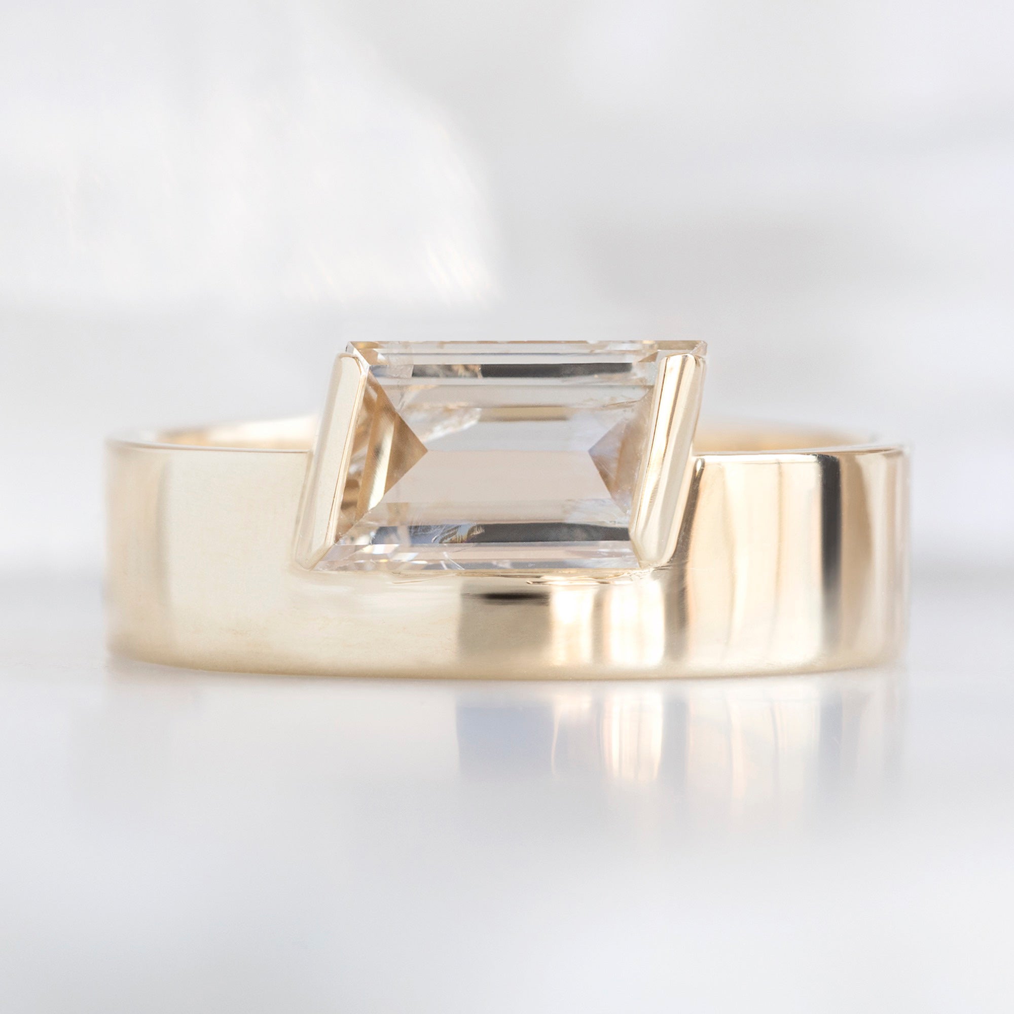 Alexis Russell Engagement Rings The Cigar Band | 0.89ct Geometric Champagne Diamond in 14K Yellow Gold