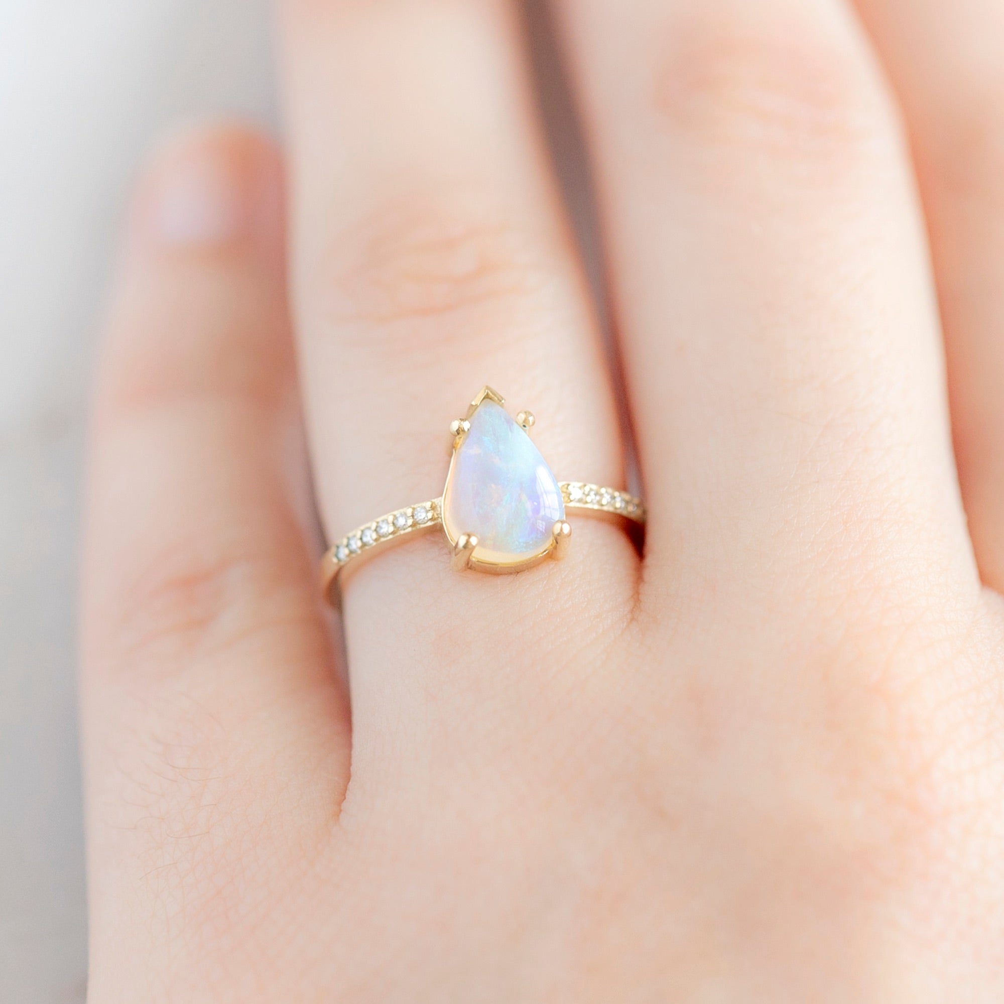 Alexis Russell Engagement Rings The Willow Ring | 1.15ct Pear Opal in 14K Yellow Gold