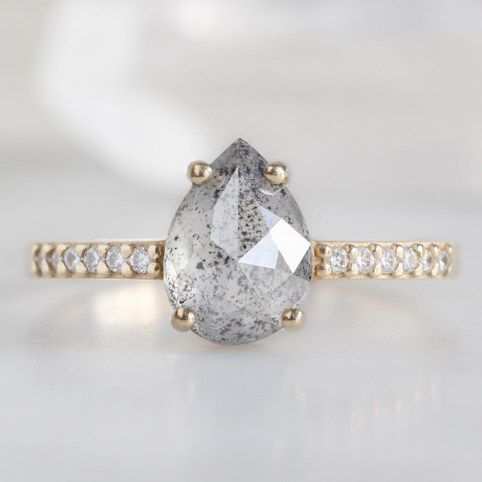 Alexis Russell Engagement Rings The Willow Ring | 1.03ct Pear Grey Diamond in 14K Yellow Gold