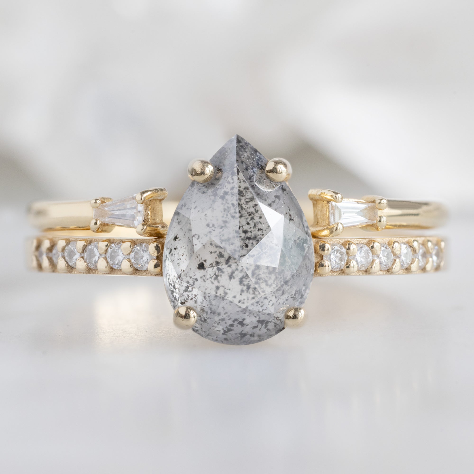 Alexis Russell Engagement Rings The Willow Ring | 1.03ct Pear Grey Diamond in 14K Yellow Gold