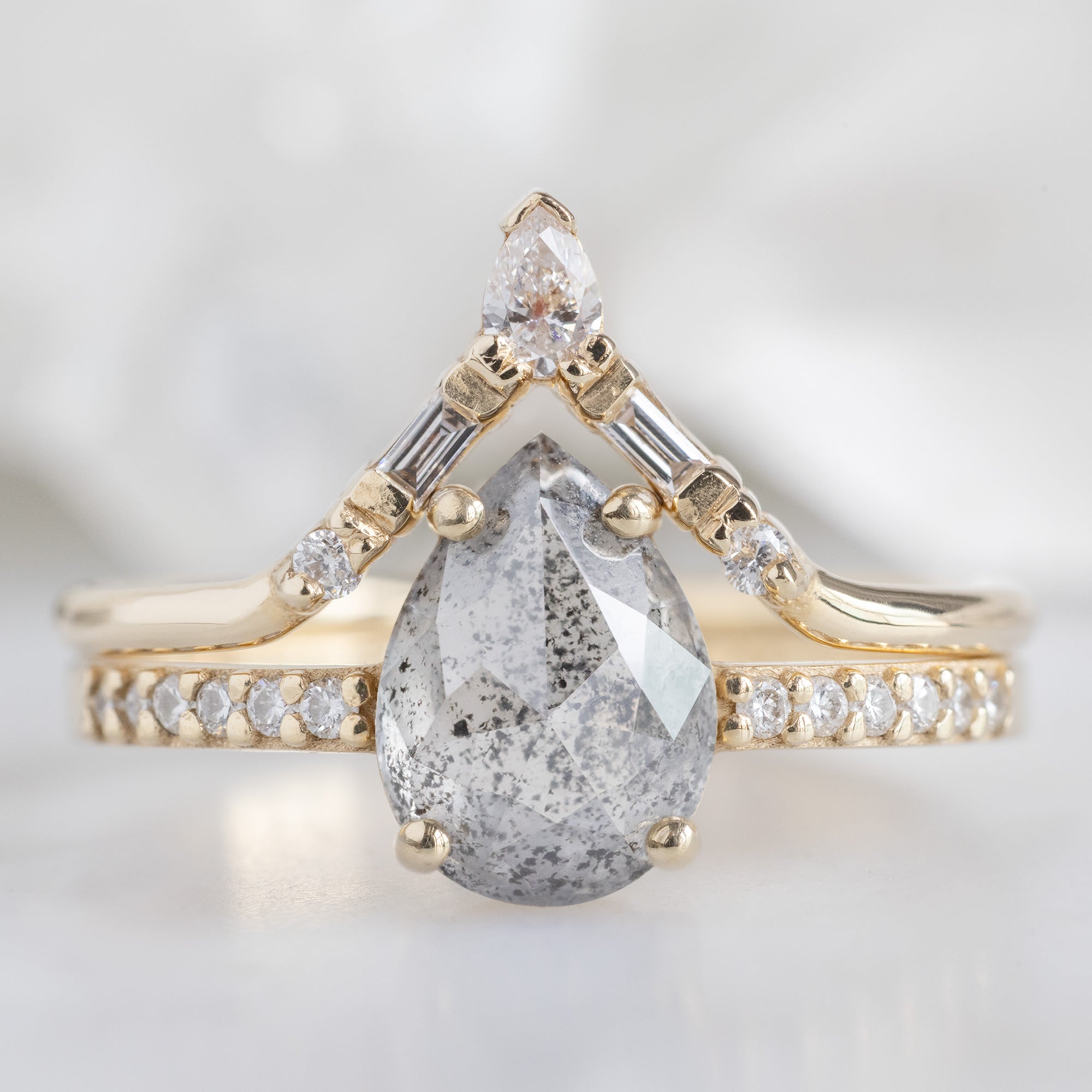 Alexis Russell Engagement Rings The Willow Ring | 1.03ct Pear Grey Diamond in 14K Yellow Gold