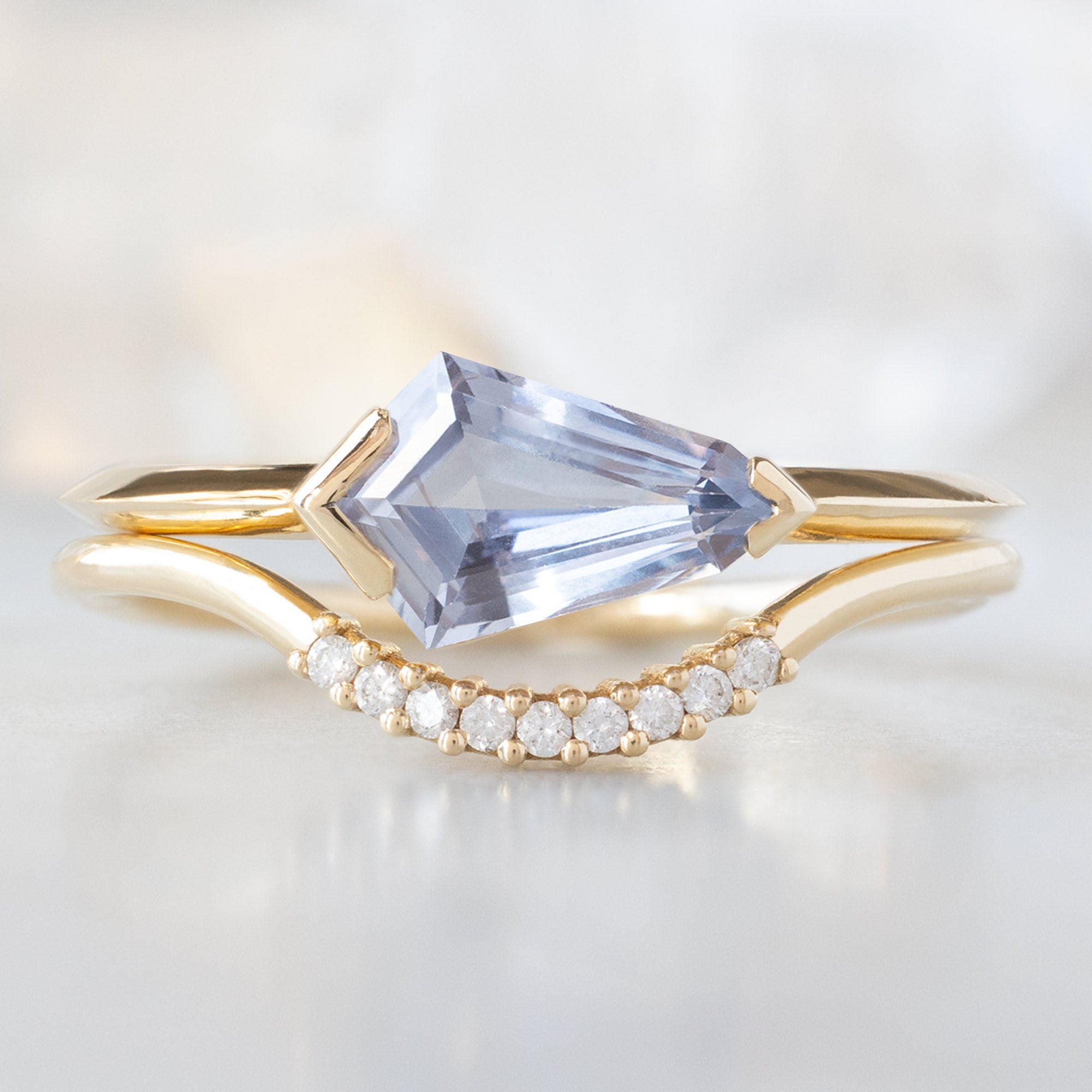 Alexis Russell Engagement Rings The Sage Ring | 0.97ct Geometric Periwinkle Sapphire in 14K Yellow Gold