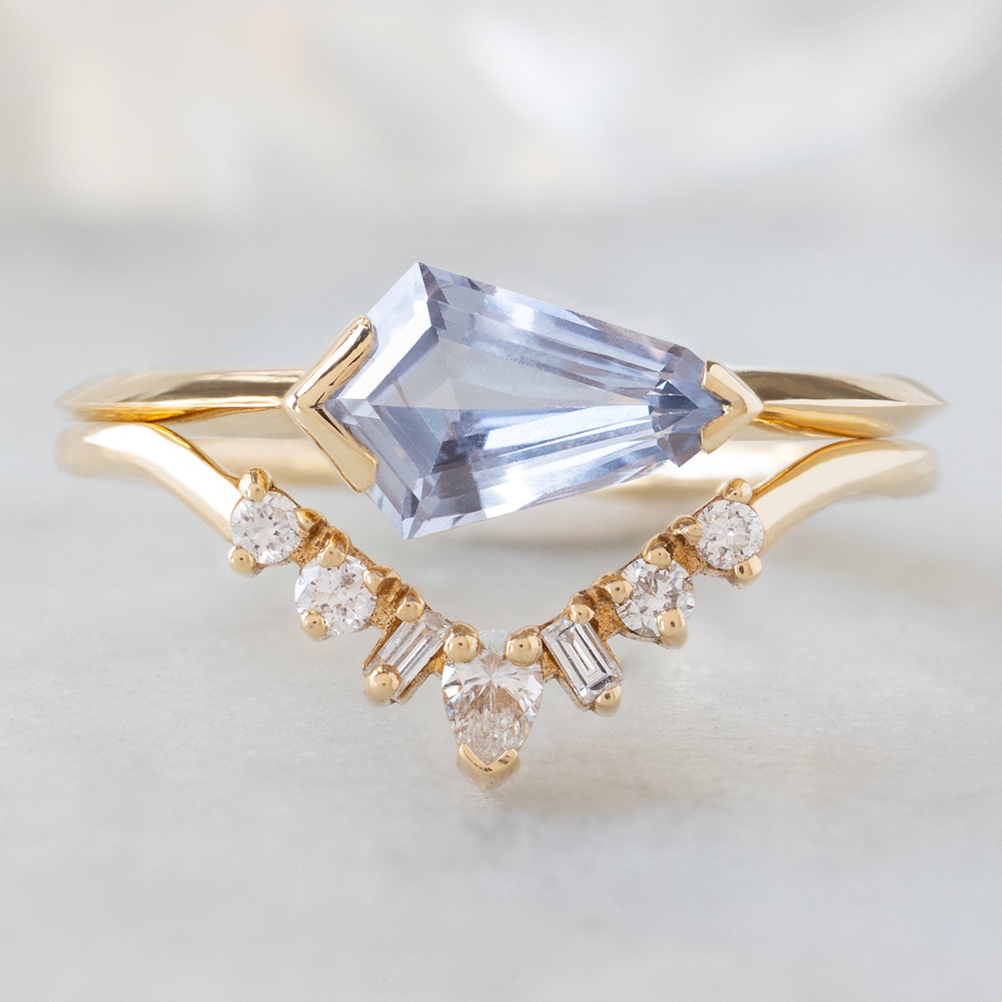 Alexis Russell Engagement Rings The Sage Ring | 0.97ct Geometric Periwinkle Sapphire in 14K Yellow Gold