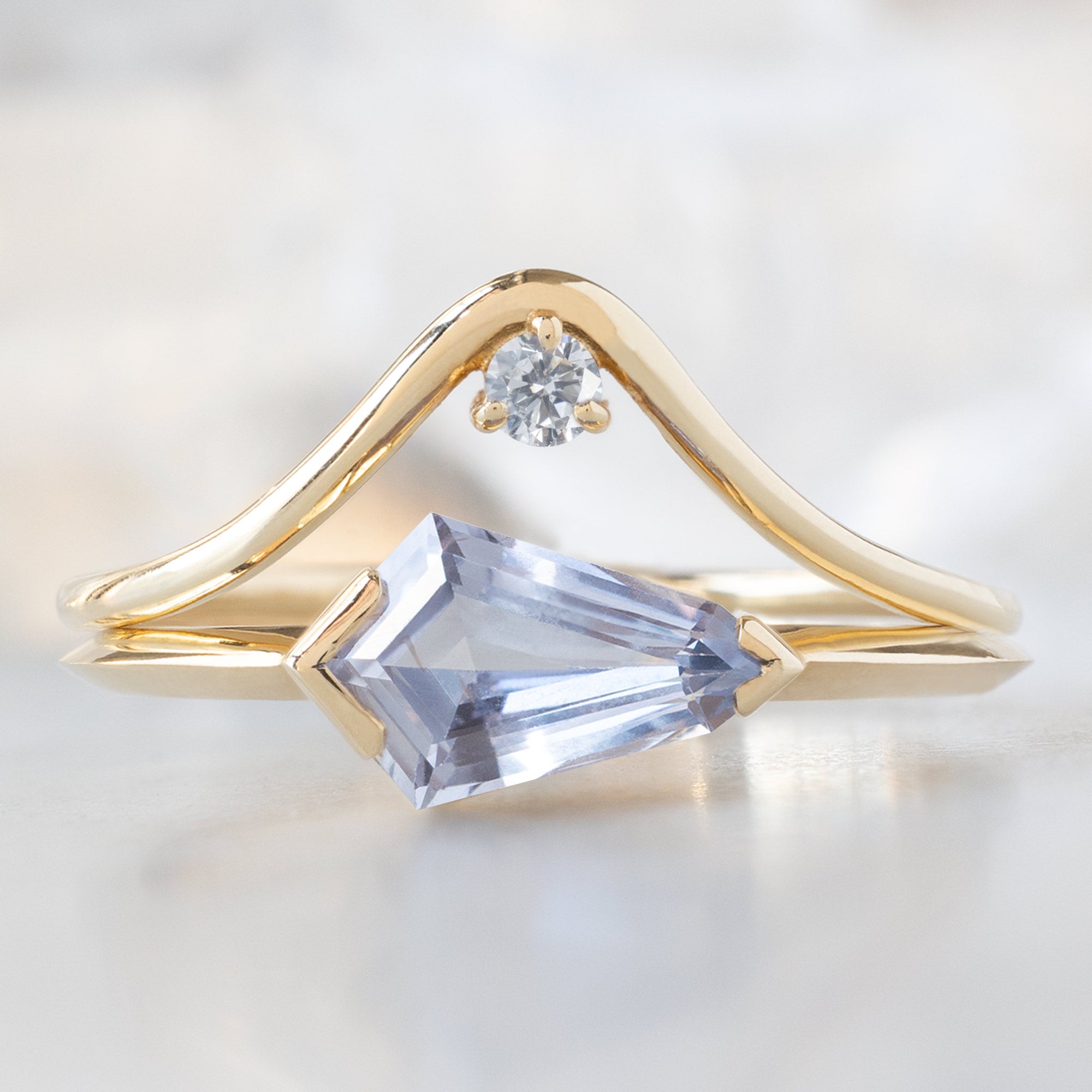 Alexis Russell Engagement Rings The Sage Ring | 0.97ct Geometric Periwinkle Sapphire in 14K Yellow Gold