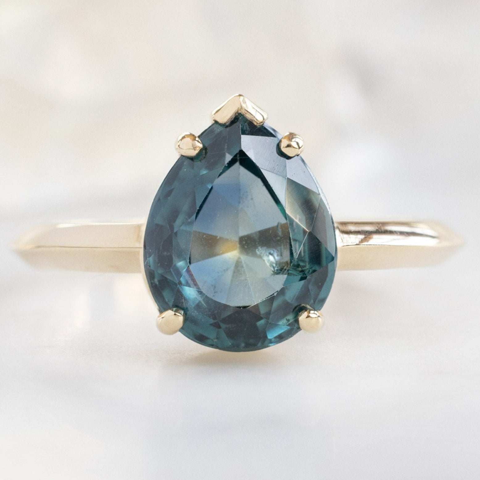 Alexis Russell Engagement Rings The Sage Ring | 2.88ct Pear Montana Sapphire in 14K Yellow Gold