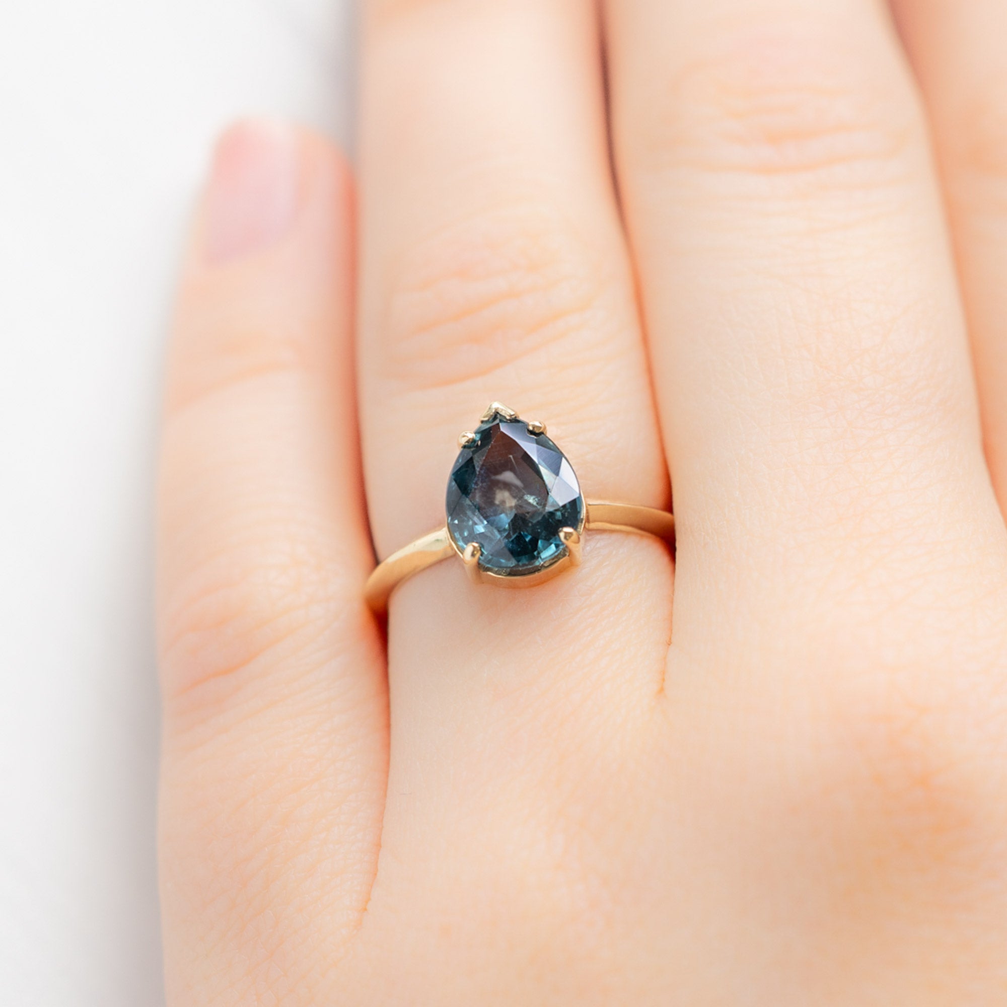 Alexis Russell Engagement Rings The Sage Ring | 2.88ct Pear Montana Sapphire in 14K Yellow Gold