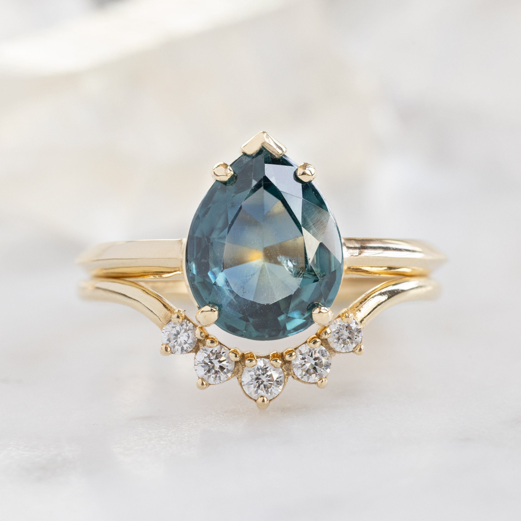 Alexis Russell Engagement Rings The Sage Ring | 2.88ct Pear Montana Sapphire in 14K Yellow Gold