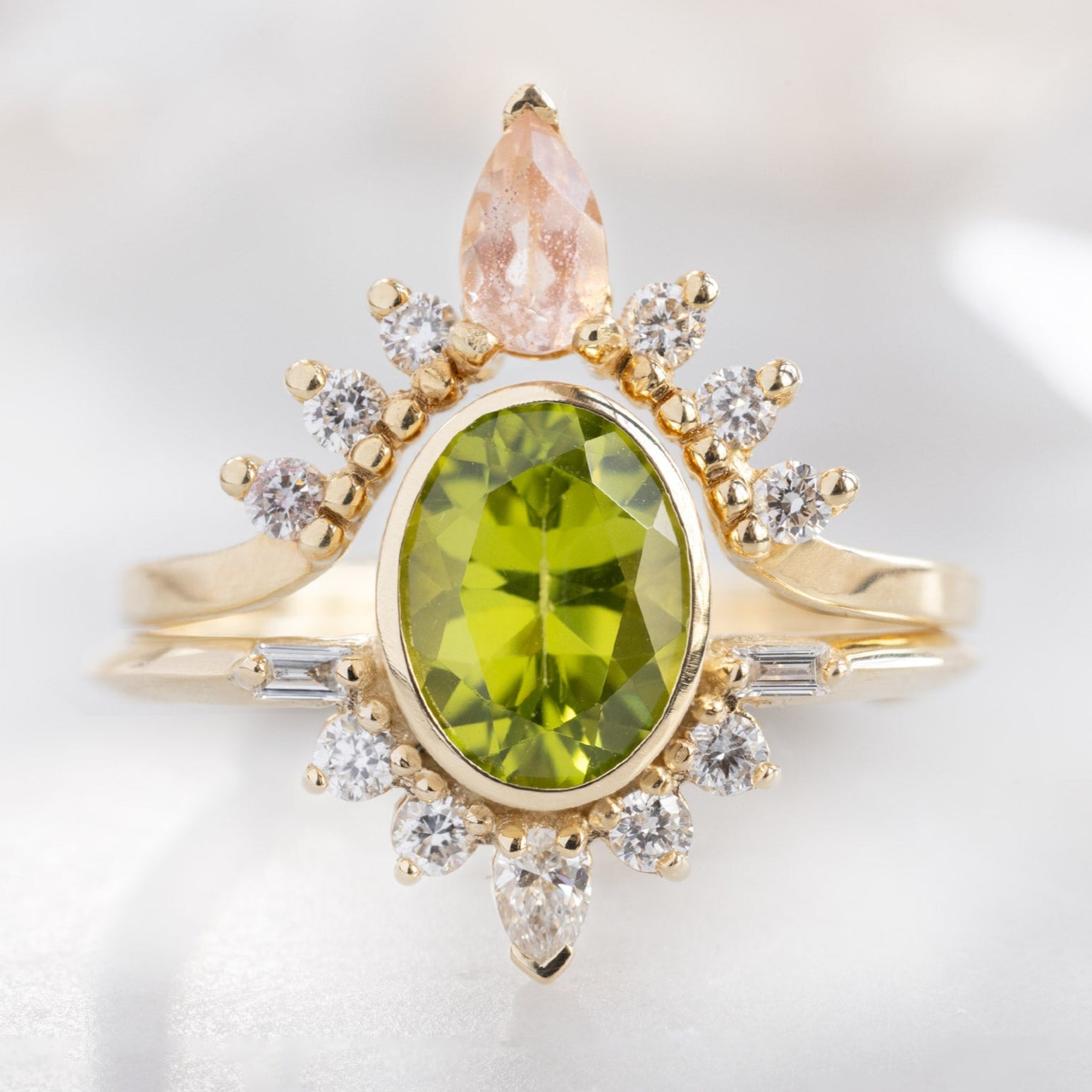 Alexis Russell Engagement Rings The Posy Ring | 1.36ct Oval Peridot in 14K Yellow Gold