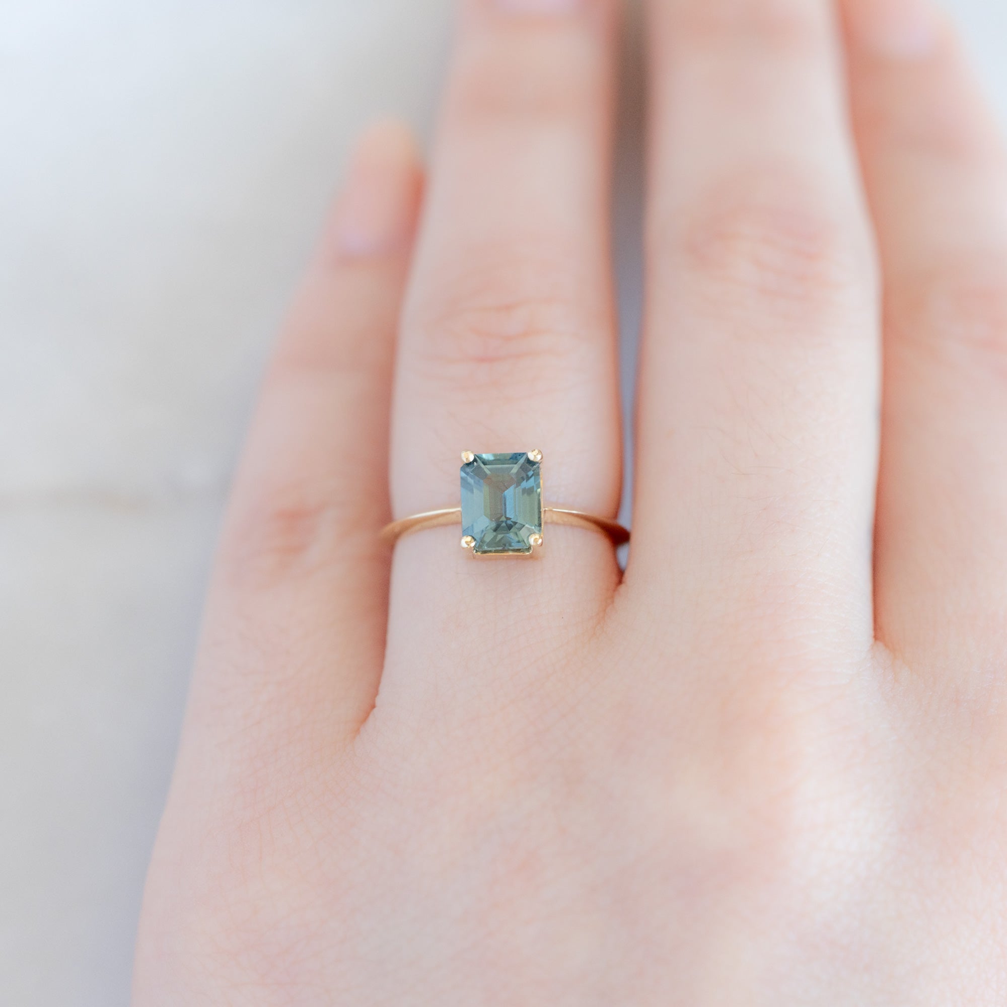 Alexis Russell Engagement Rings The Bryn Ring | 1.78ct Emerald Cut Sapphire in 14K Yellow Gold