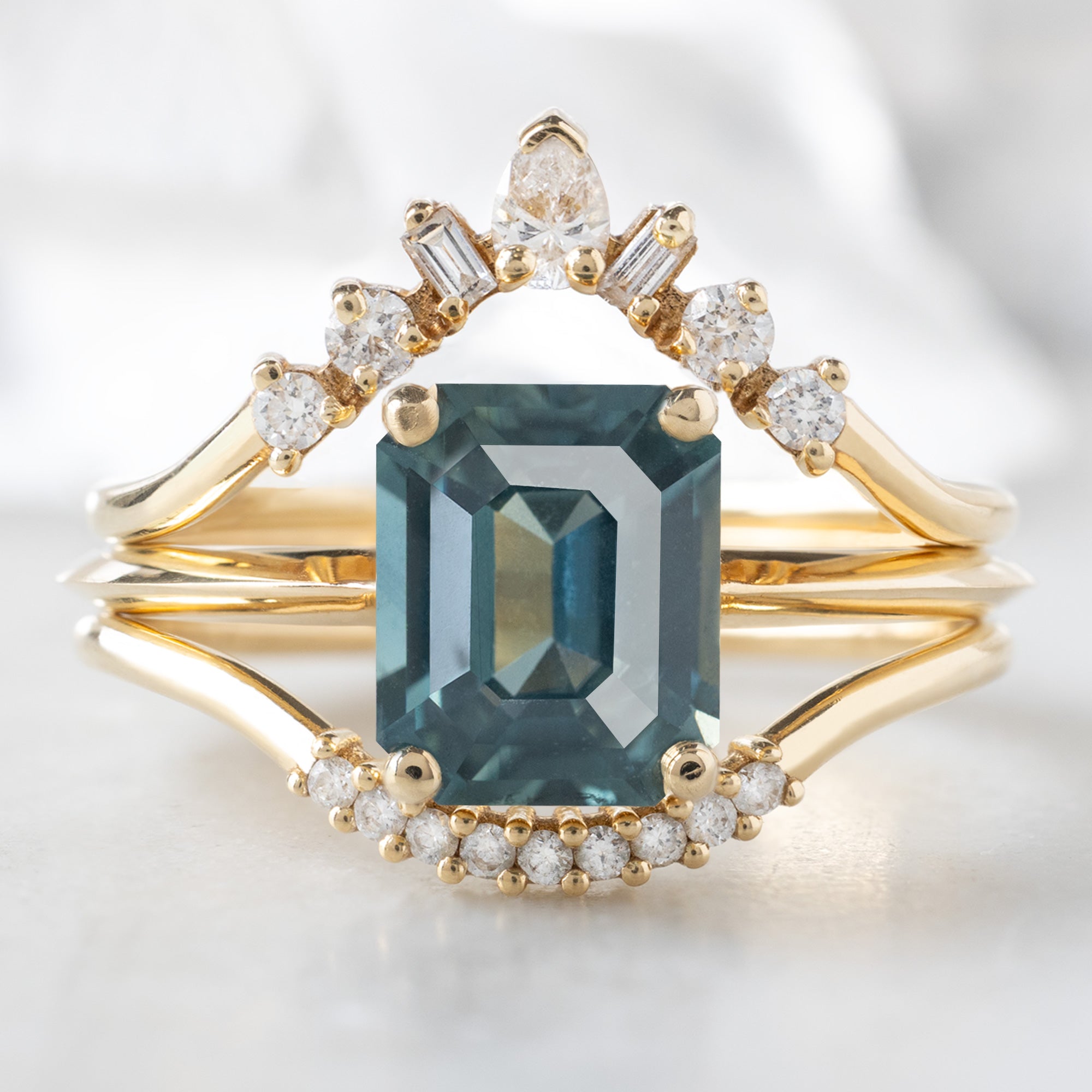 Alexis Russell Engagement Rings The Bryn Ring | 1.78ct Emerald Cut Sapphire in 14K Yellow Gold