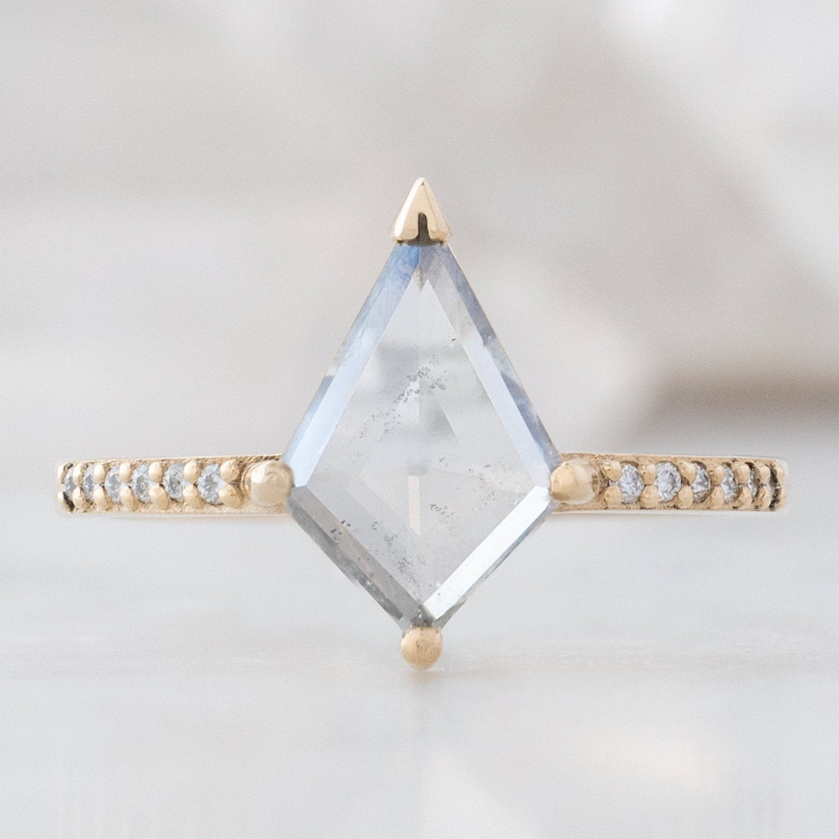 Alexis Russell Engagement Rings The Willow Ring | 0.95ct Lab Grown Grey Kite Diamond in 14K Yellow Gold