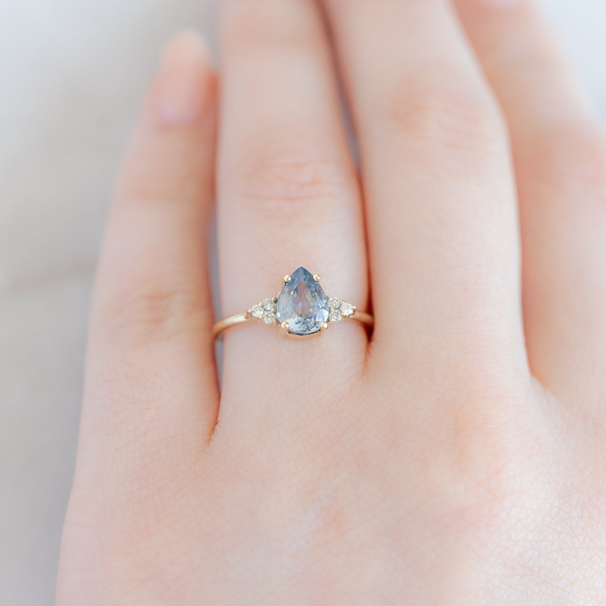 Alexis Russell Engagement Rings The Ivy Ring | 1.5ct Pear Cut Sapphire in 14K Yellow Gold