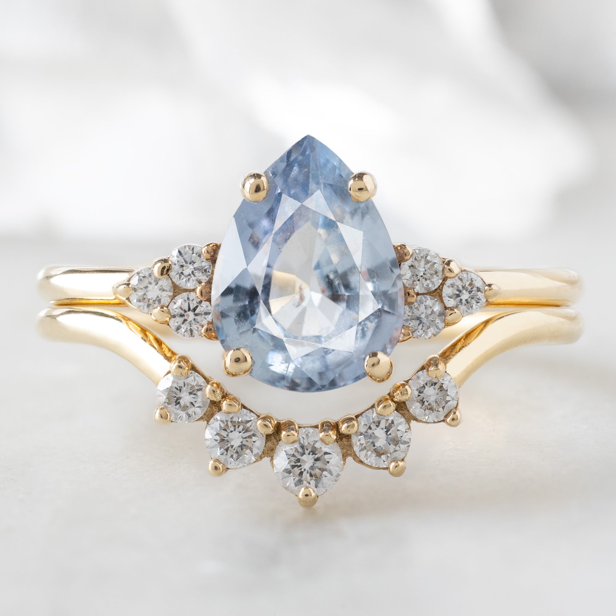 Alexis Russell Engagement Rings The Ivy Ring | 1.5ct Pear Cut Sapphire in 14K Yellow Gold