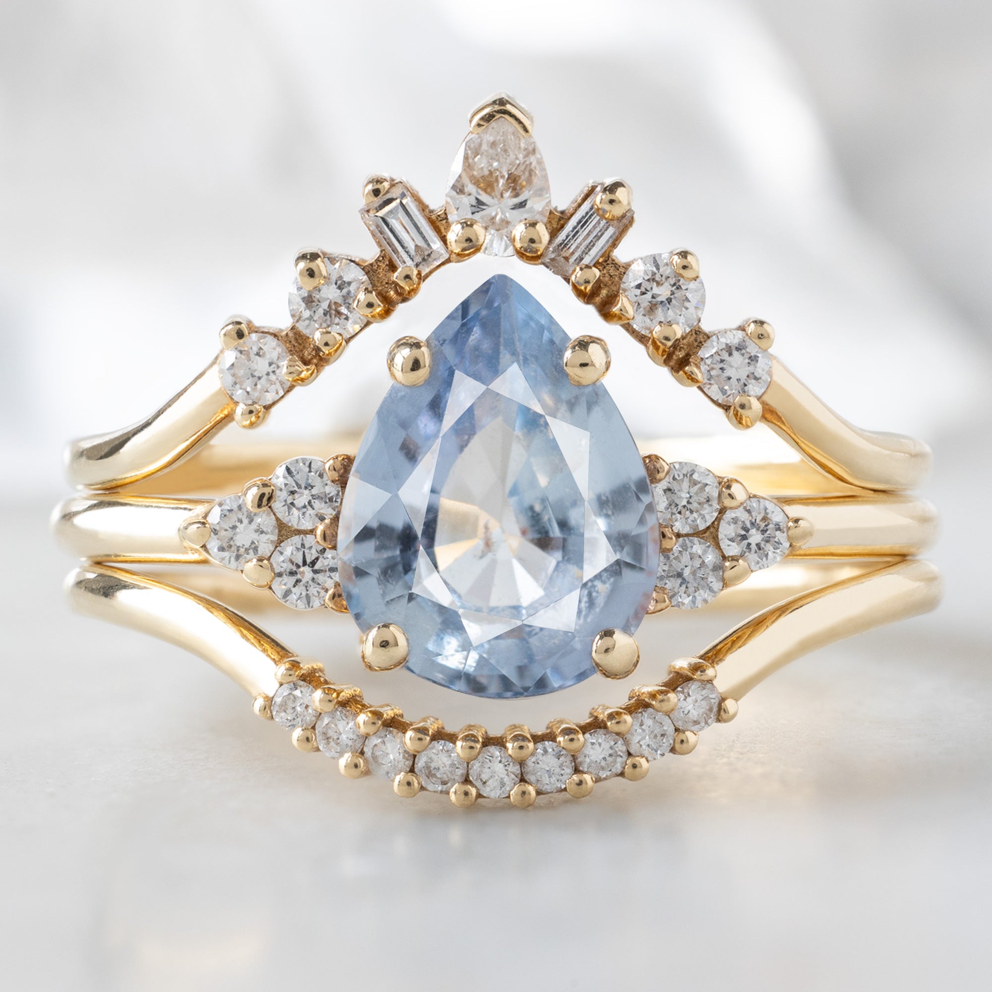 Alexis Russell Engagement Rings The Ivy Ring | 1.5ct Pear Cut Sapphire in 14K Yellow Gold