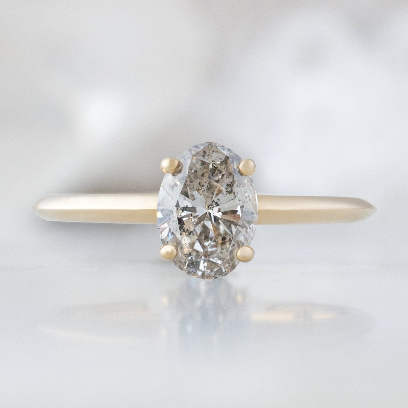 Alexis Russell Engagement Rings The Bryn Ring | 0.73ct Oval Cut Salt and Pepper Diamond in 14K Yellow Gold