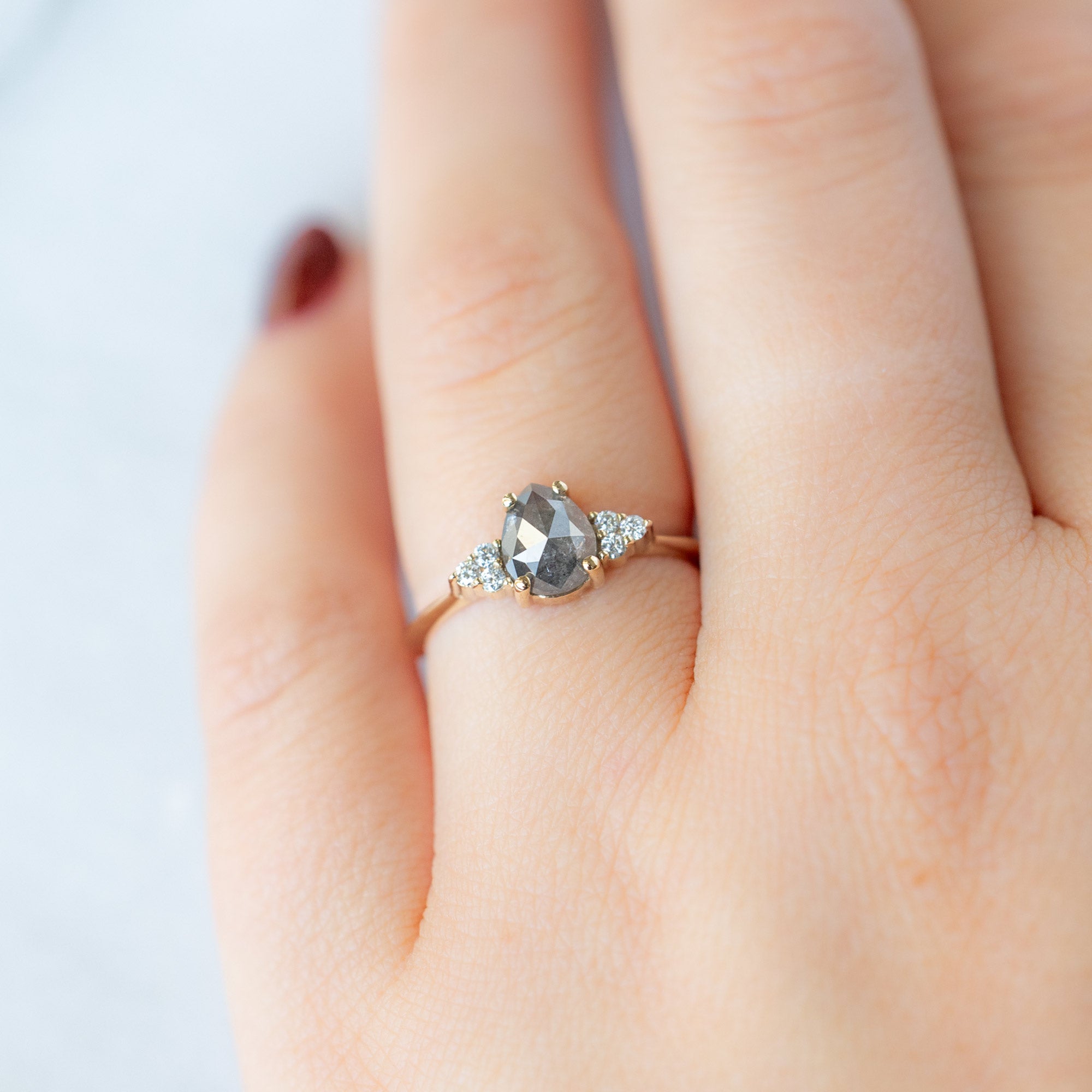 Alexis Russell Engagement Rings The Ivy Ring | 0.94ct Rose Cut Grey Diamond in 14K Yellow Gold