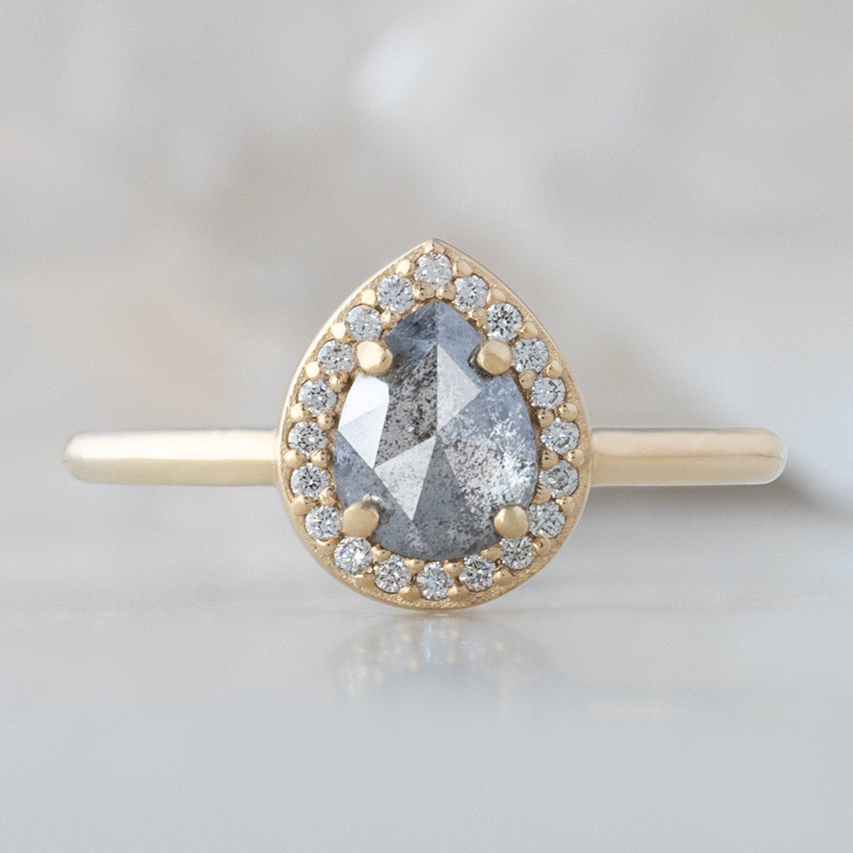 Alexis Russell Engagement Rings The Dahlia Ring | 0.78ct Rose Cut Grey Diamond in 14K Yellow Gold