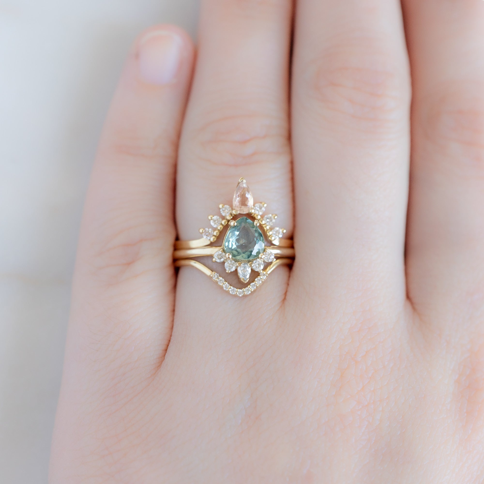 Alexis Russell Engagement Rings The Aster Ring | 1.03ct Pear Cut Sapphire in 14K Yellow Gold