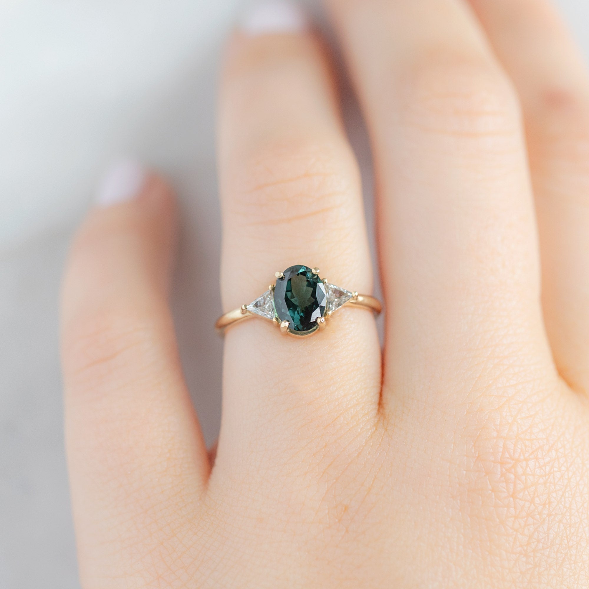 Alexis Russell Engagement Rings The Jade Ring | 1.49ct Oval Cut Tourmaline in 14K Yellow Gold