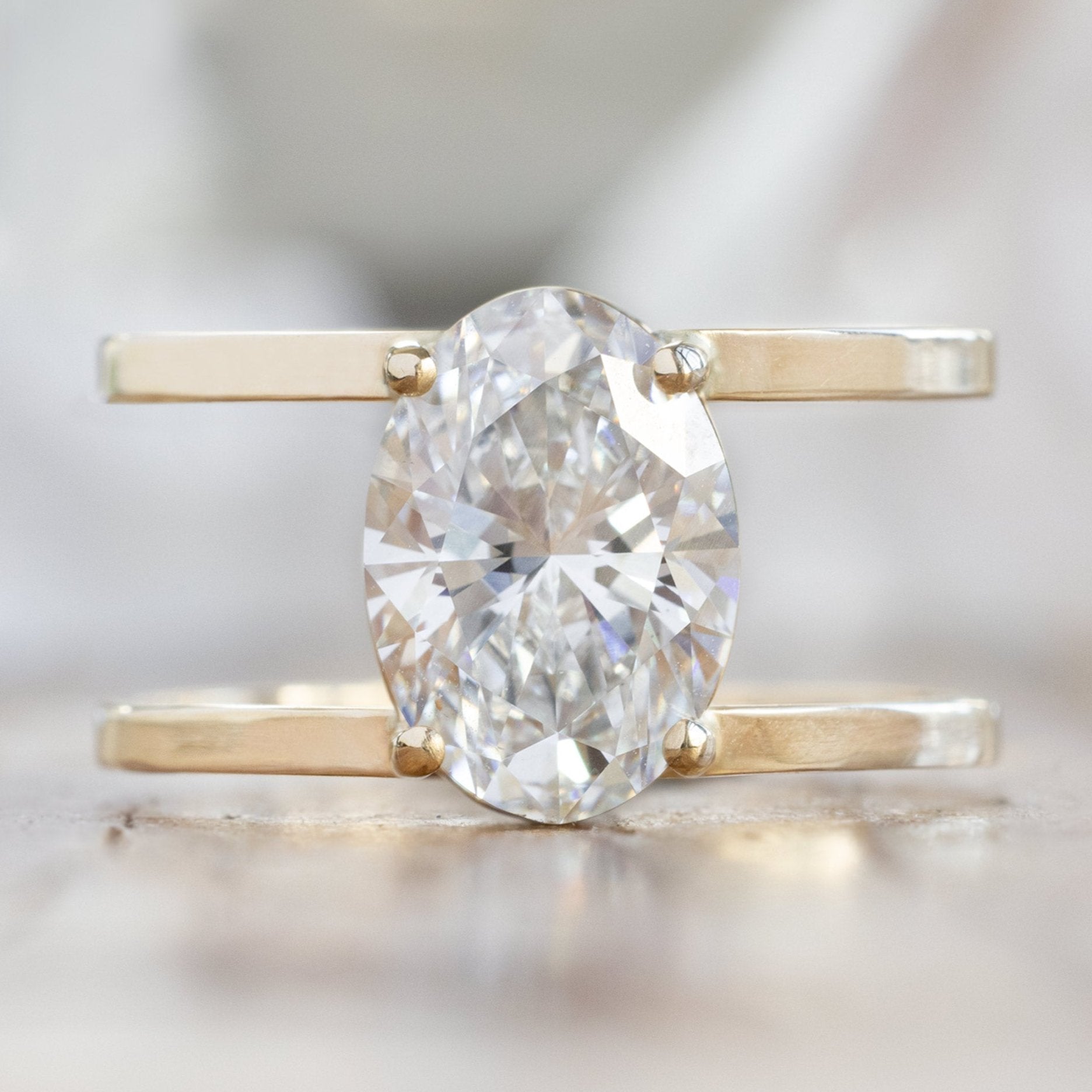 Alexis Russell Engagement Rings The Poppy Ring | 2.15ct Oval Cut Lab Grown Diamond in 14K Yellow Gold