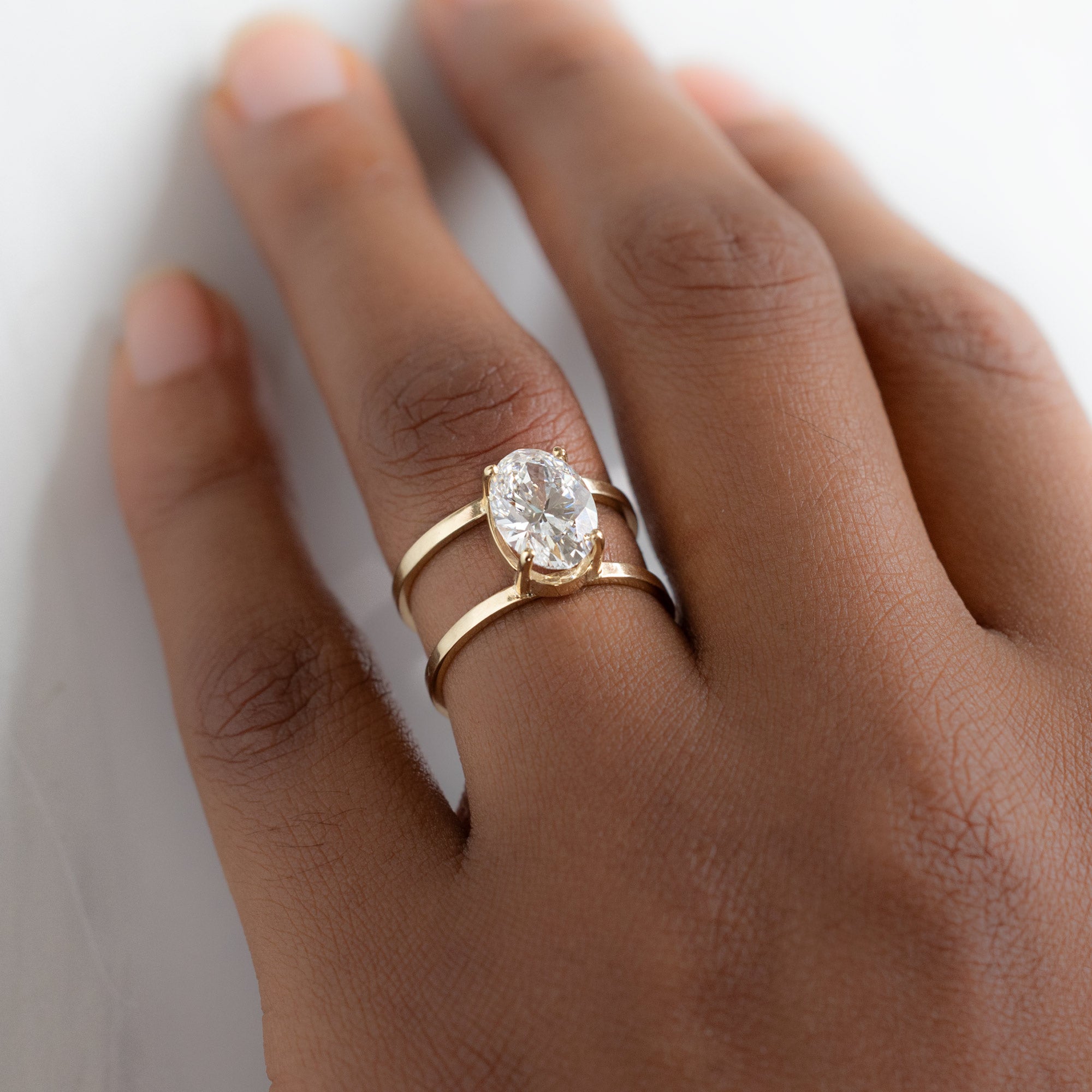 Alexis Russell Engagement Rings The Poppy Ring | 2.15ct Oval Cut Lab Grown Diamond in 14K Yellow Gold